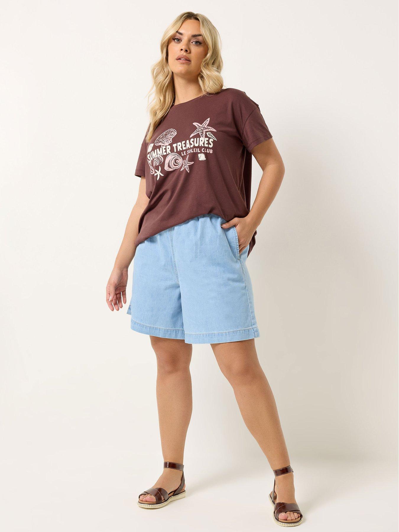Image 3 of 5 of Yours Curve Denim Shorts - Blue