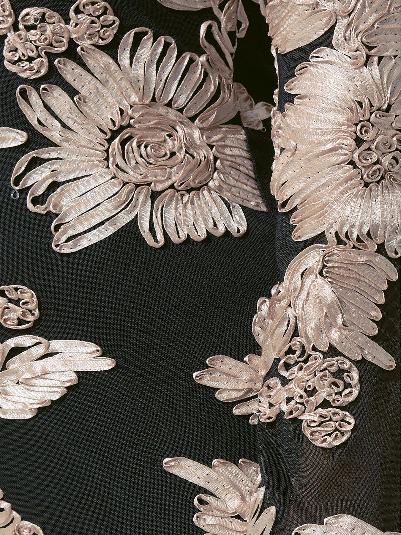 Image 4 of 5 of Yours Curve Mesh Applique Long Sleeve Maxi Dress