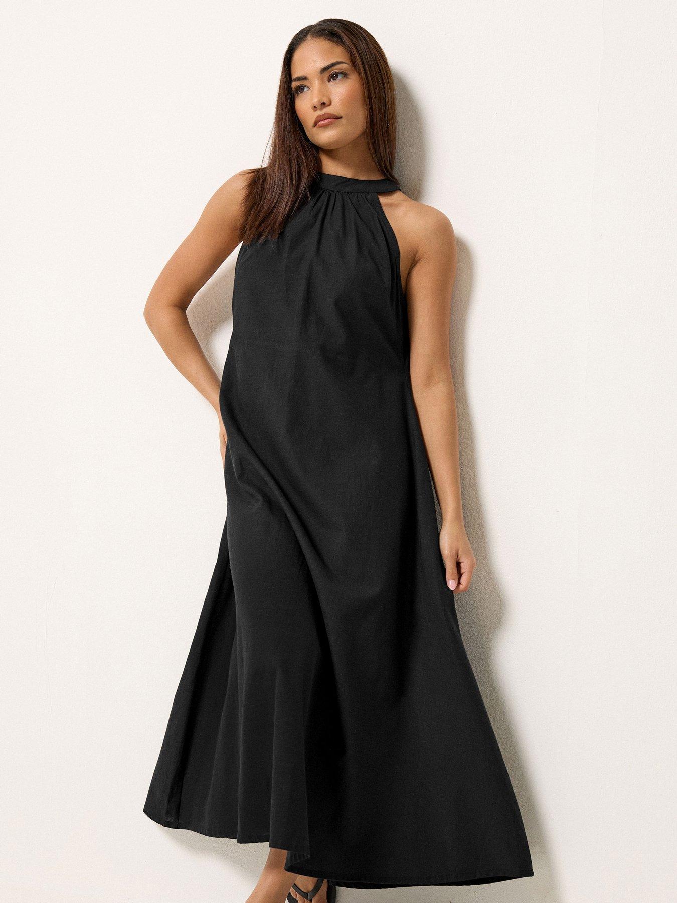 PixieGirl Petite Halter Neck Maxi Dress Containing Linen