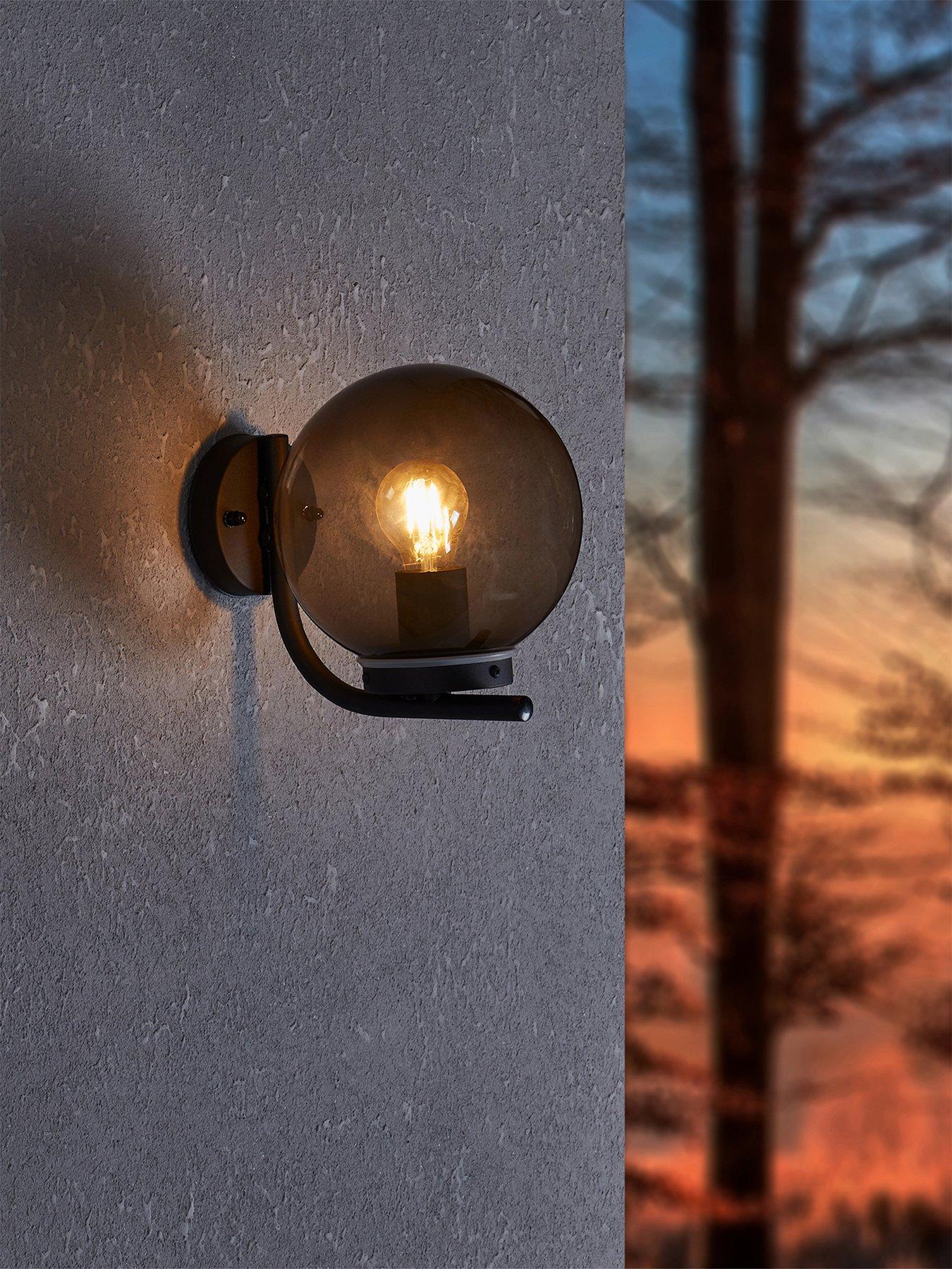 Eglo Taverna Black Transparent Globe Outdoor Wall Light