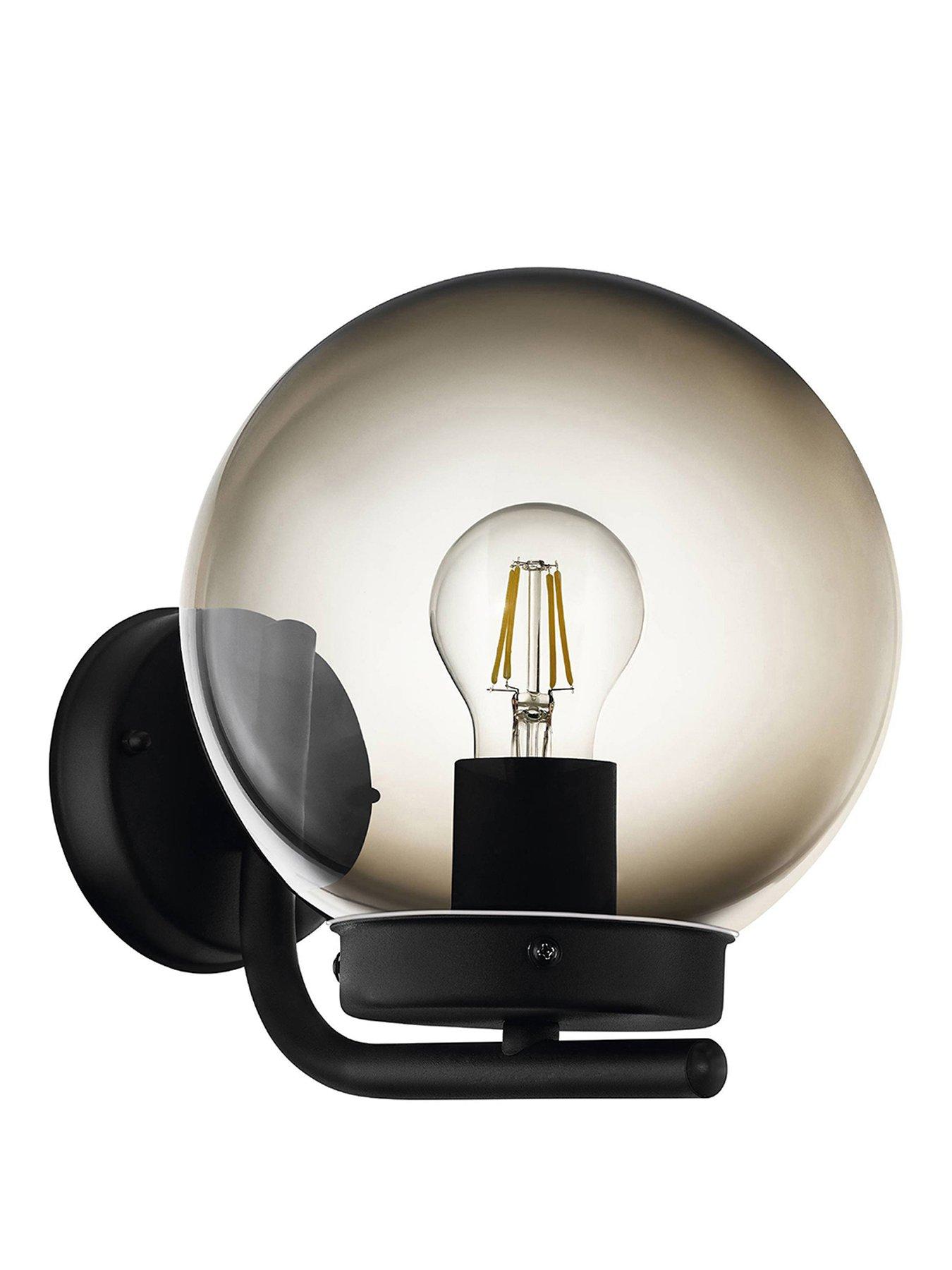 Image 2 of 4 of Eglo Taverna Black Transparent Globe Outdoor Wall Light