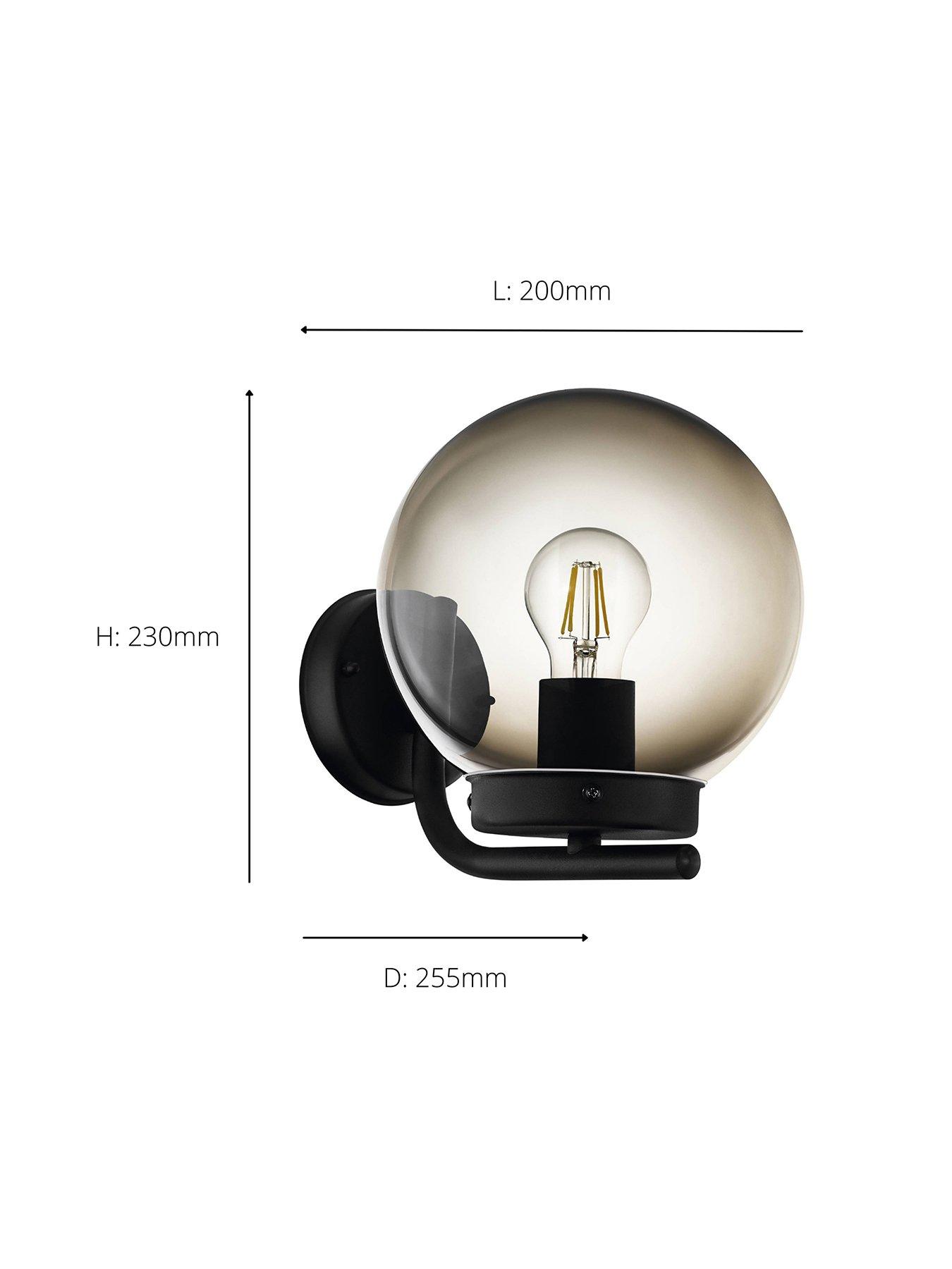 Image 4 of 4 of Eglo Taverna Black Transparent Globe Outdoor Wall Light