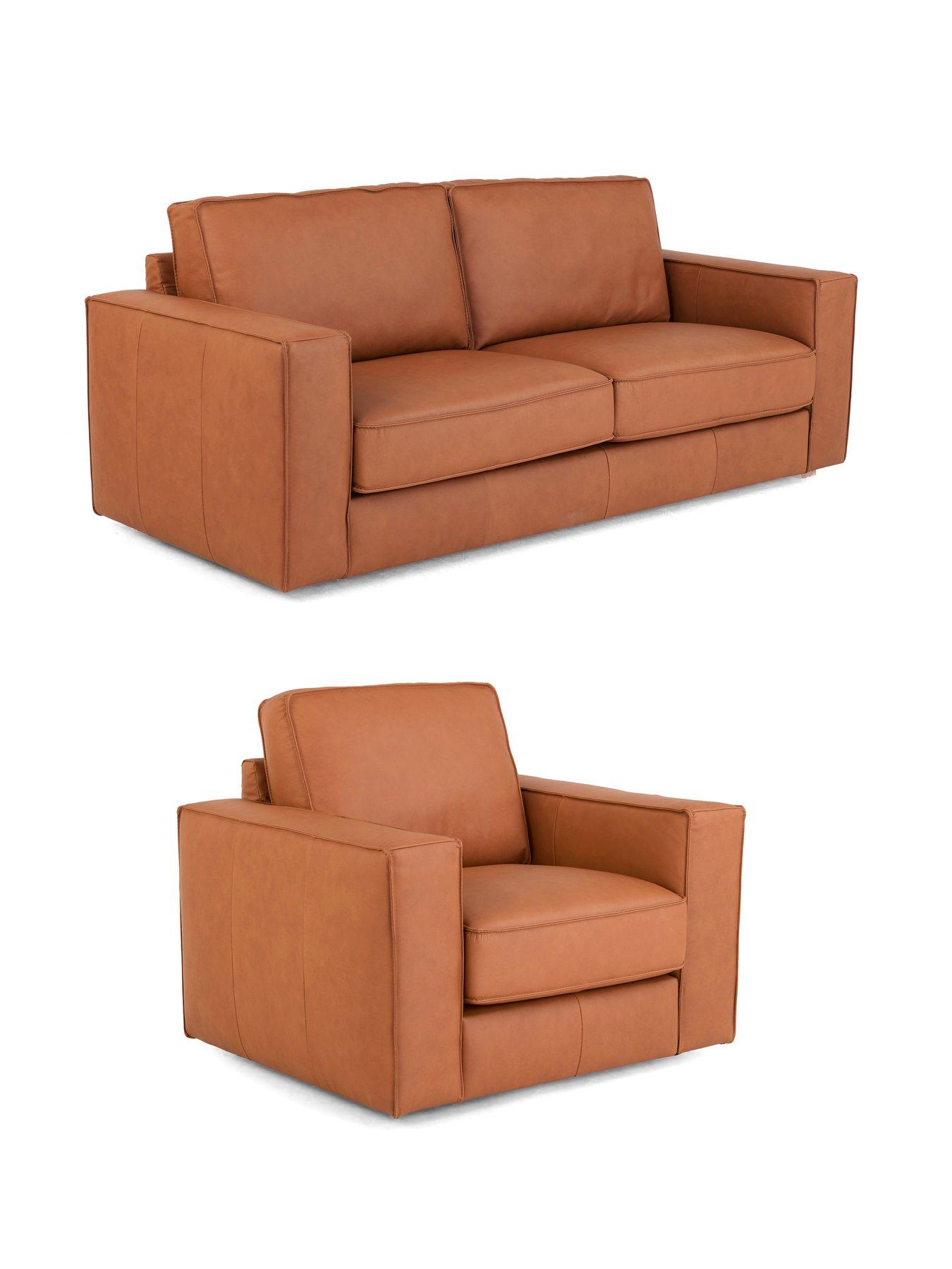 Image 3 of 6 of The Very Collection Atalia 3 Seater Sofa Leather + Armchair Set (Buy &amp; SAVE!) - FSC&reg; Certified