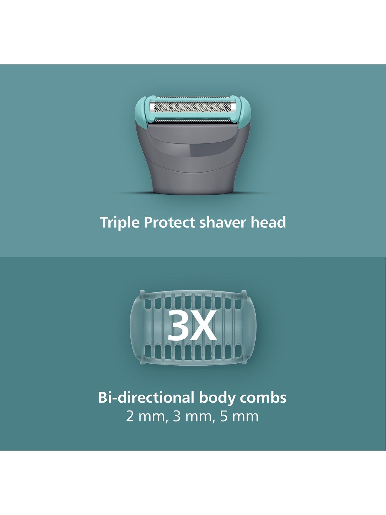 Image 3 of 8 of Philips Body Groomer 3000 Series - Triple Protect Shave System, Intimate Trim &amp; Shave, Close and Smooth on Skin, 100% Showerproof, BG3485/15