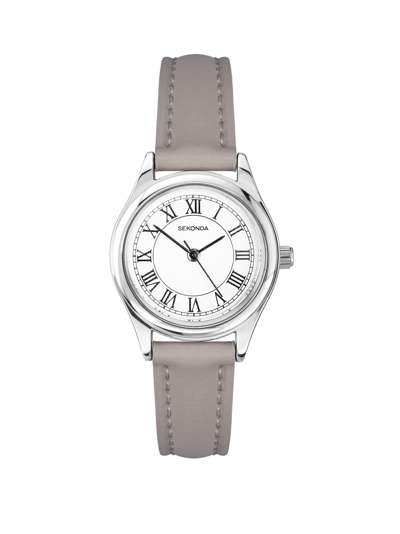 Sekonda Womens Evans Grey Leather Strap with White Dial Analogue Watch