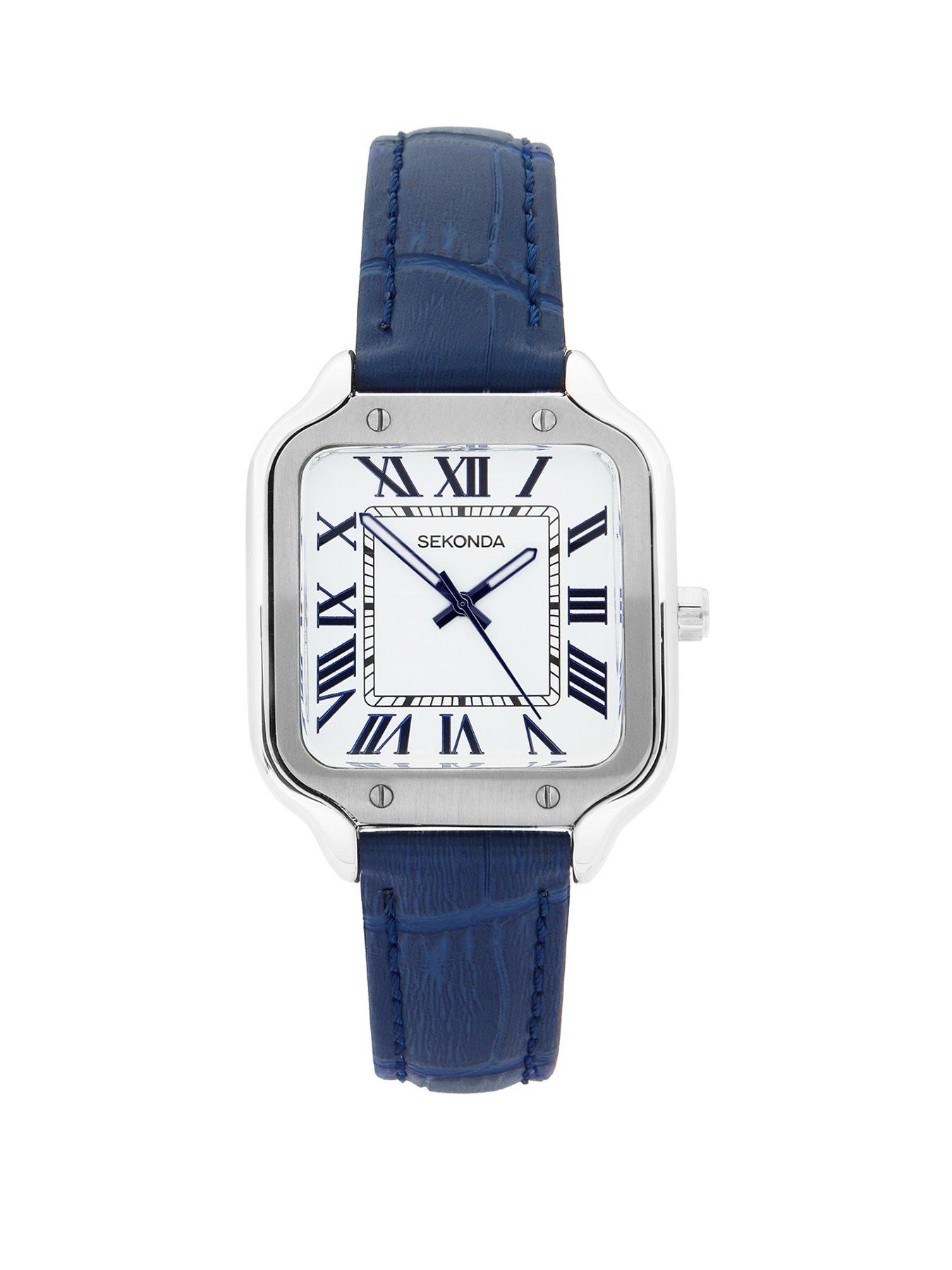 Image 1 of 6 of Sekonda Womens Rene Blue Leather Strap with White Dial Analogue Watch