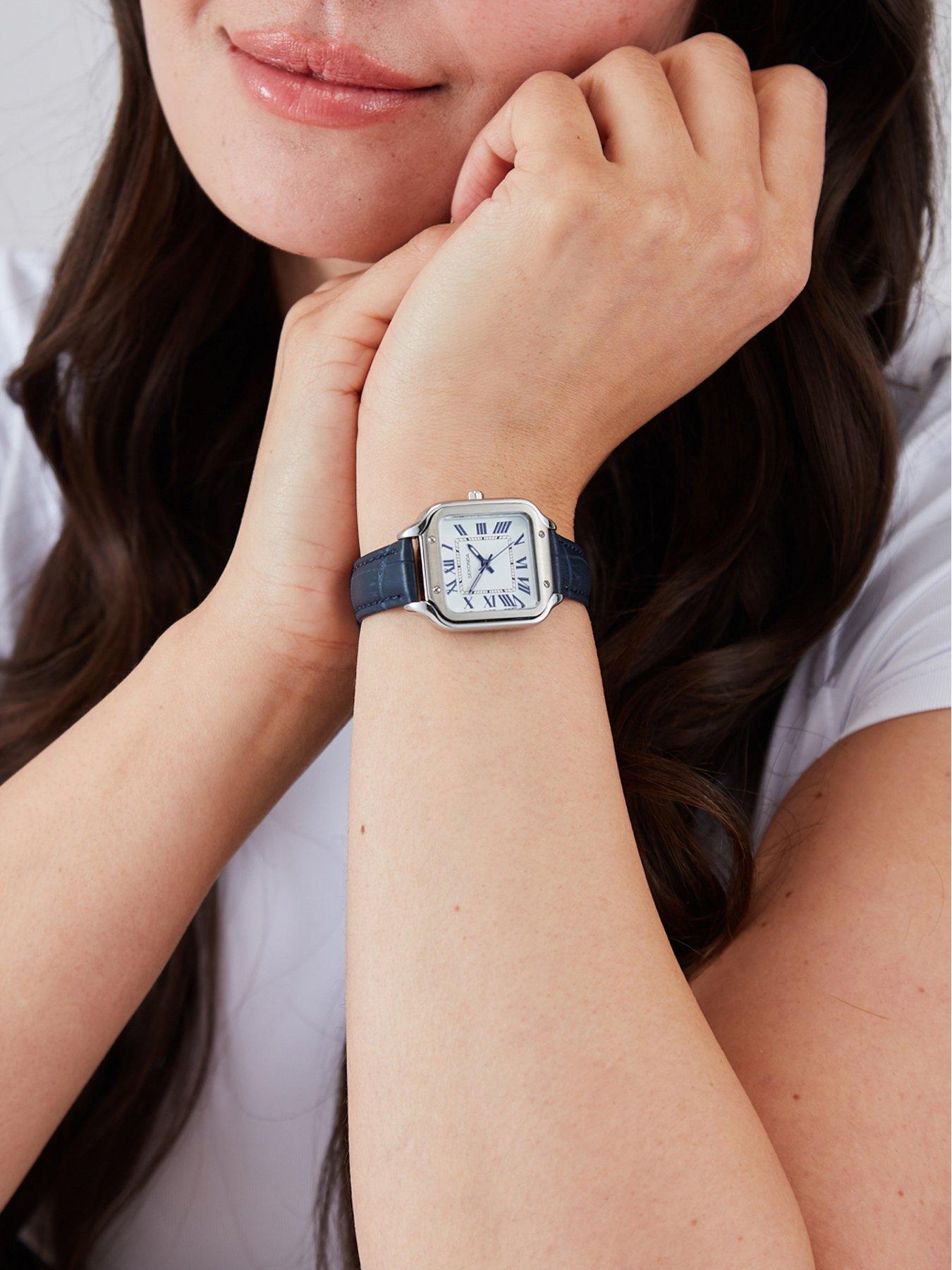 Image 2 of 6 of Sekonda Womens Rene Blue Leather Strap with White Dial Analogue Watch