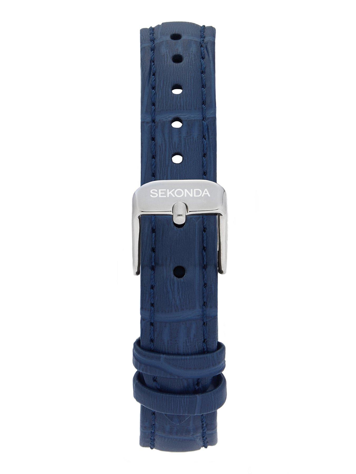Image 6 of 6 of Sekonda Womens Rene Blue Leather Strap with White Dial Analogue Watch