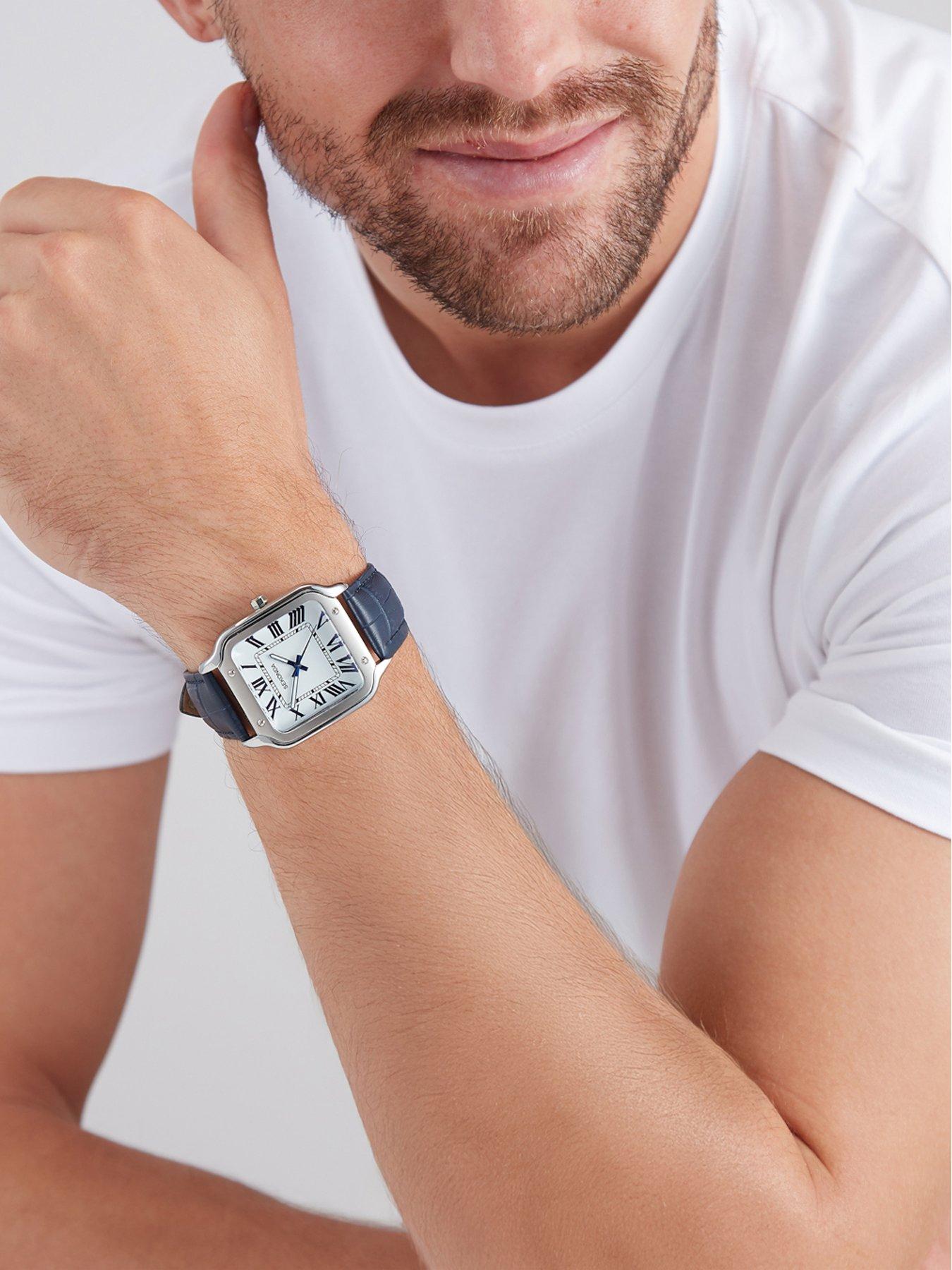 Image 2 of 6 of Sekonda Mens Rene Blue Leather Strap with White Dial Analogue Watch
