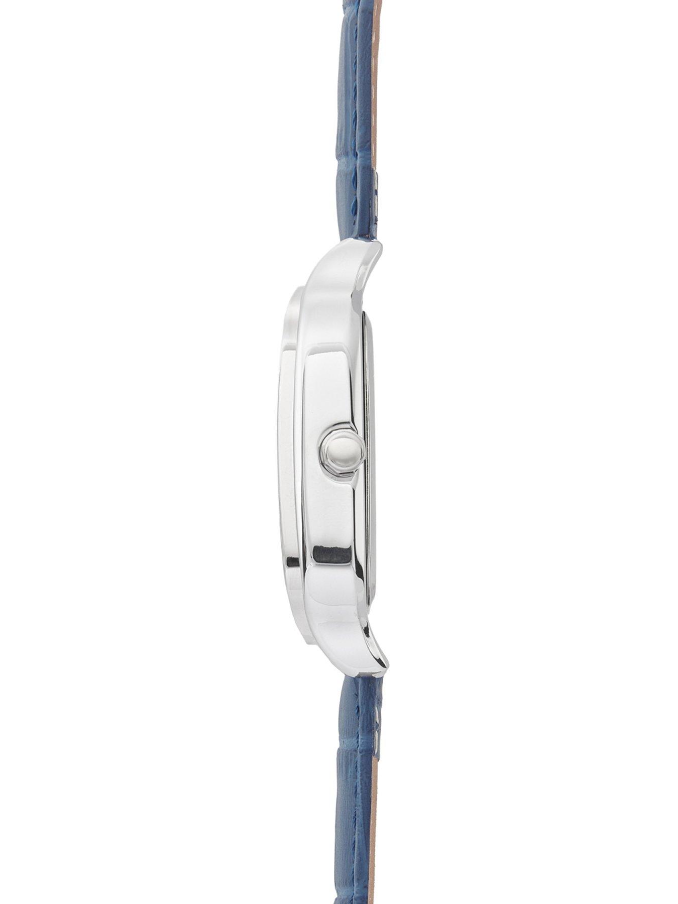 Image 4 of 6 of Sekonda Mens Rene Blue Leather Strap with White Dial Analogue Watch