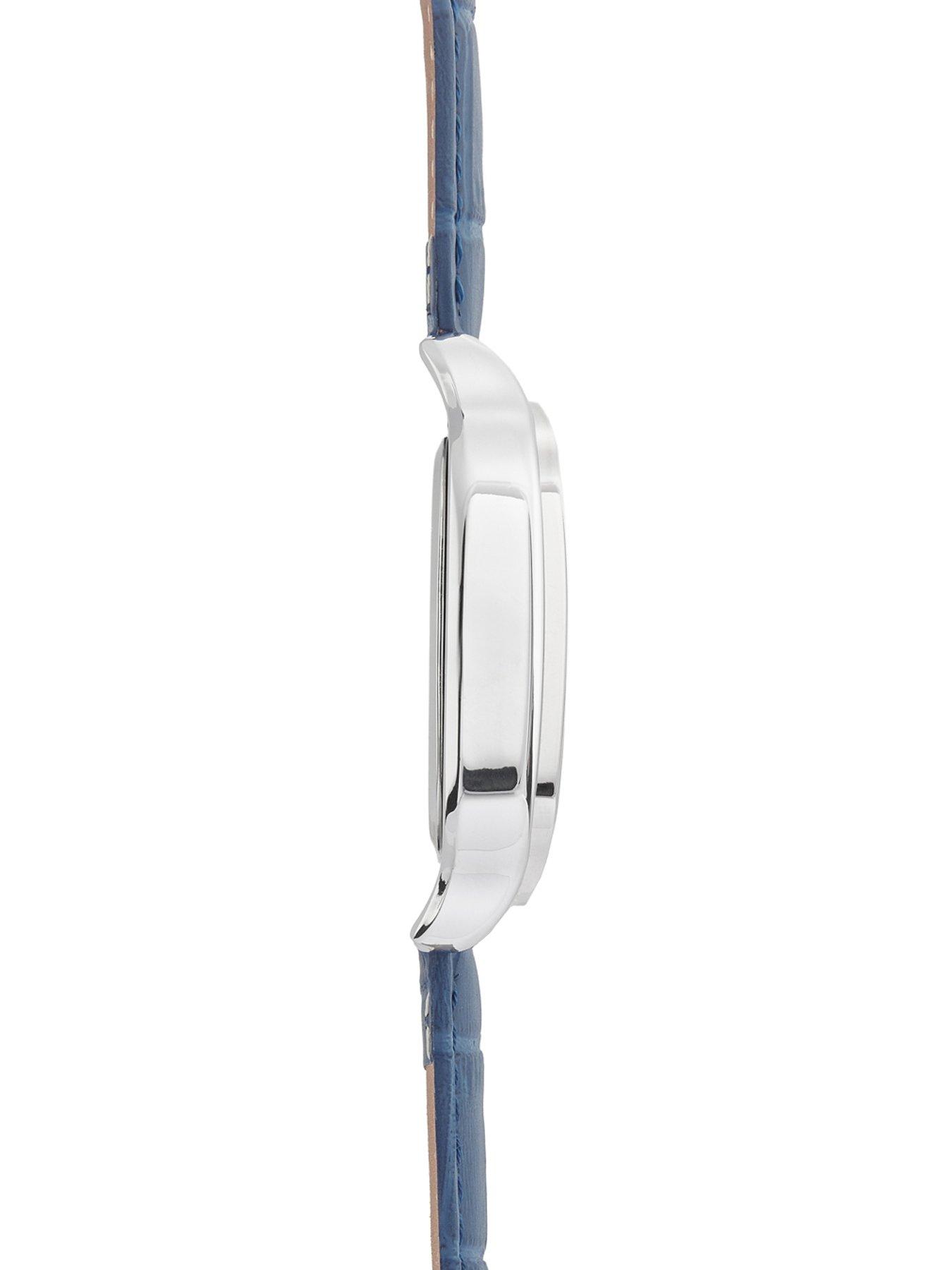 Image 5 of 6 of Sekonda Mens Rene Blue Leather Strap with White Dial Analogue Watch