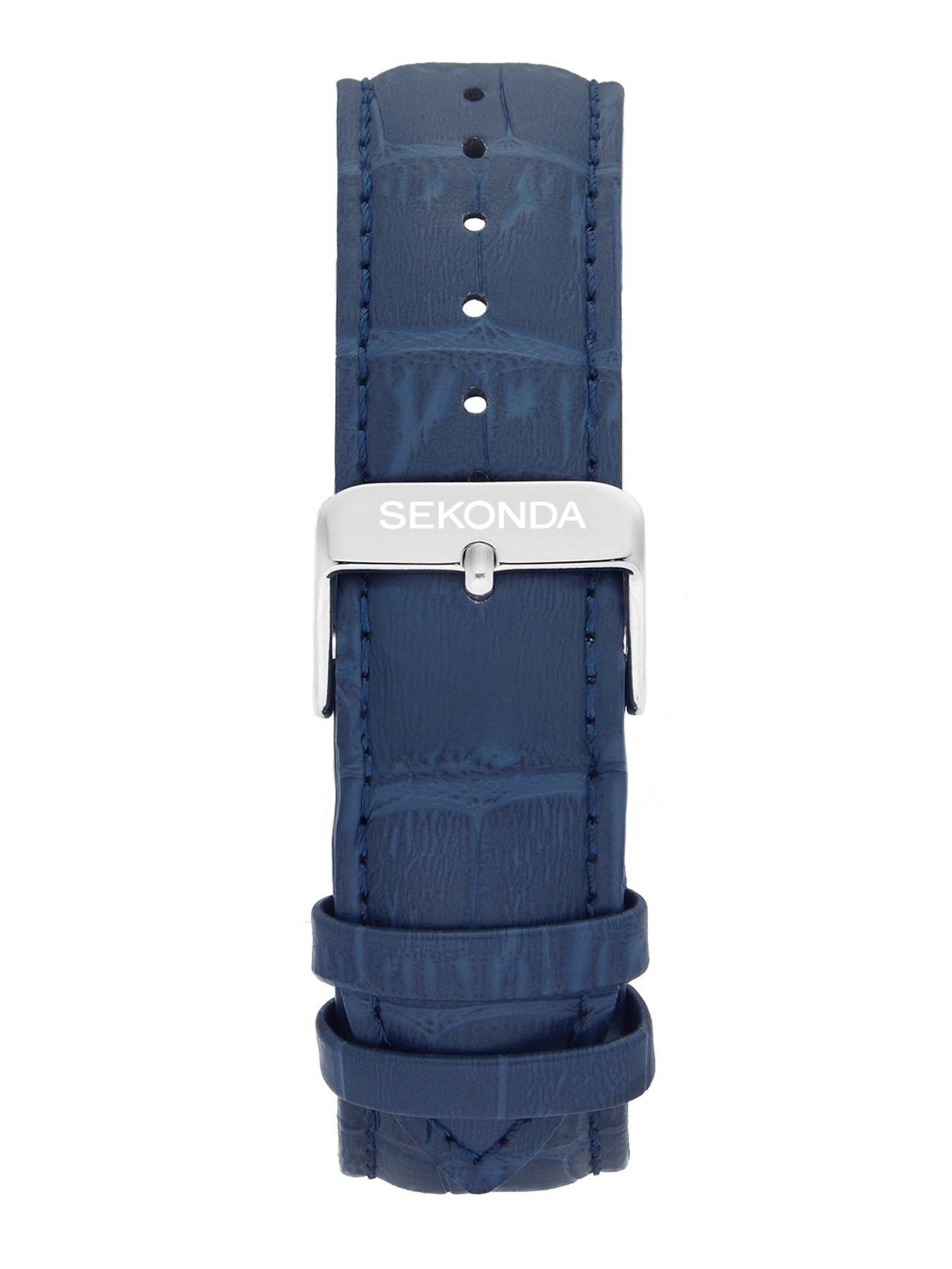 Image 6 of 6 of Sekonda Mens Rene Blue Leather Strap with White Dial Analogue Watch