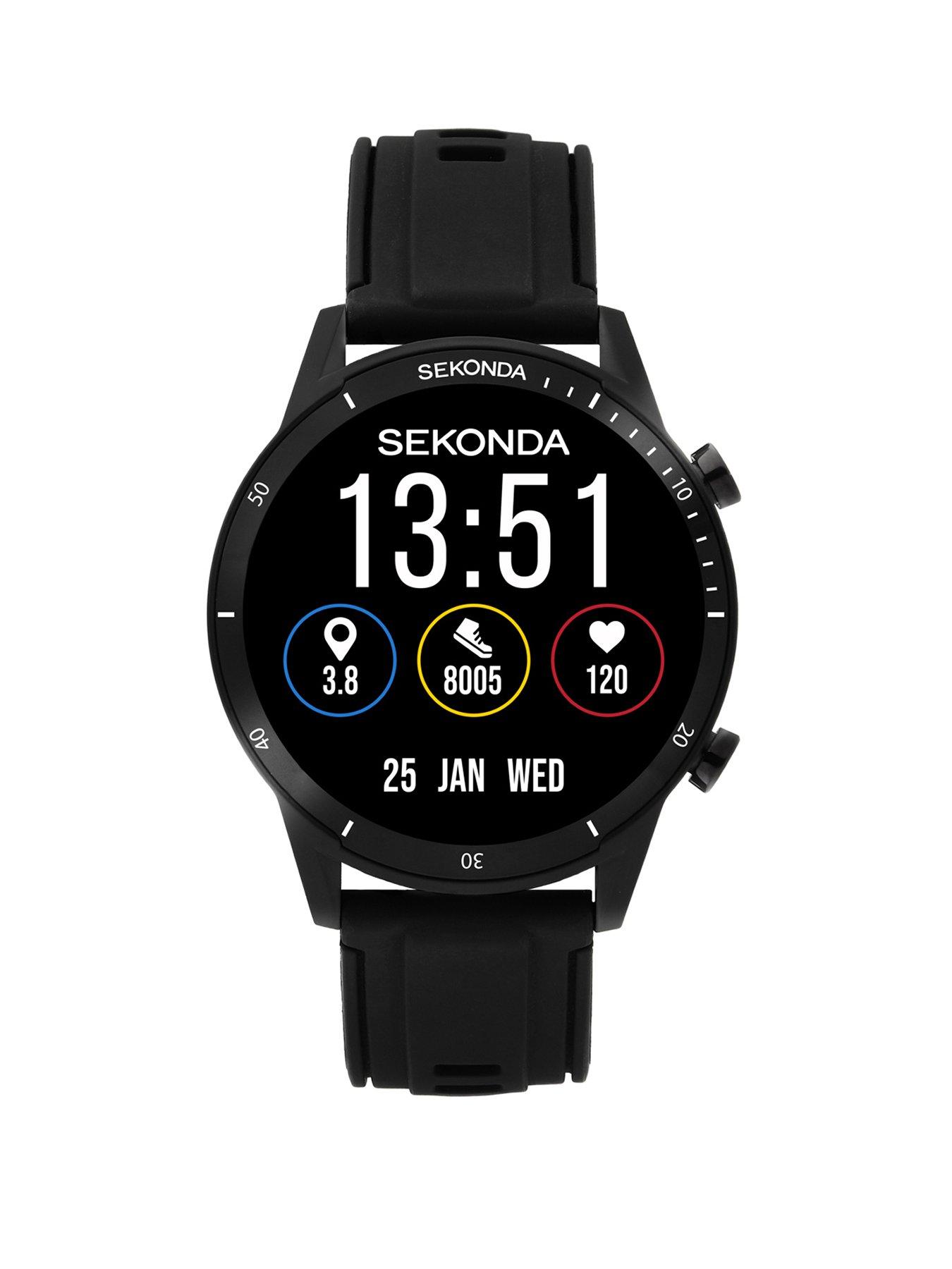 Sekonda Mens Active Go Black Silicone Strap With Lcd Dial Smartwatch