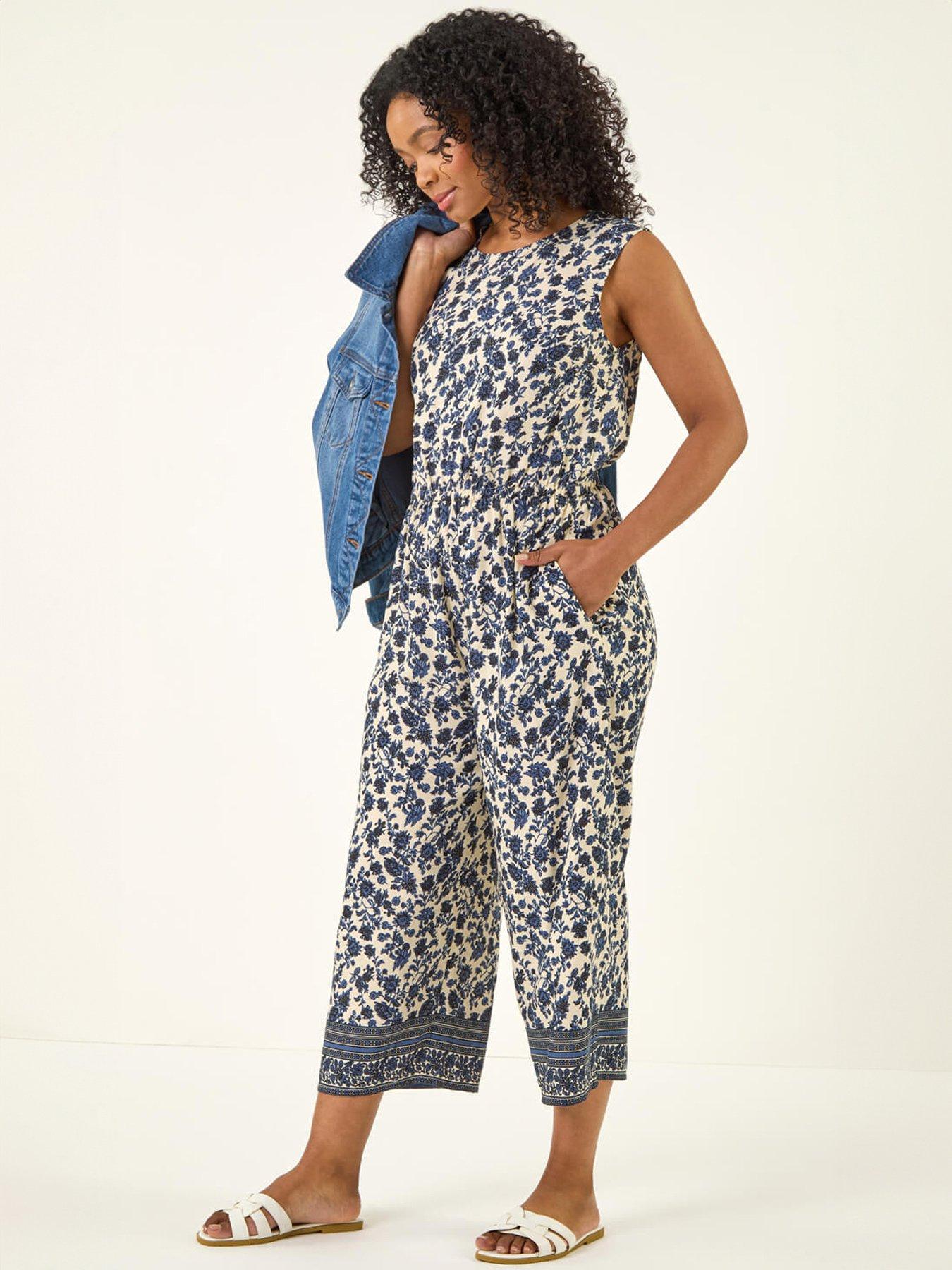 Roman Petite Printed Cropped Jumpsuit
