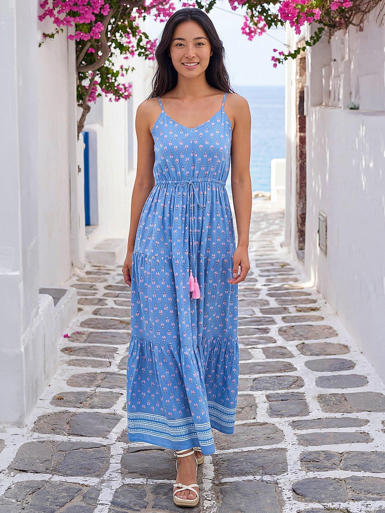 Roman Petite Abstract Print Strappy Maxi Dress