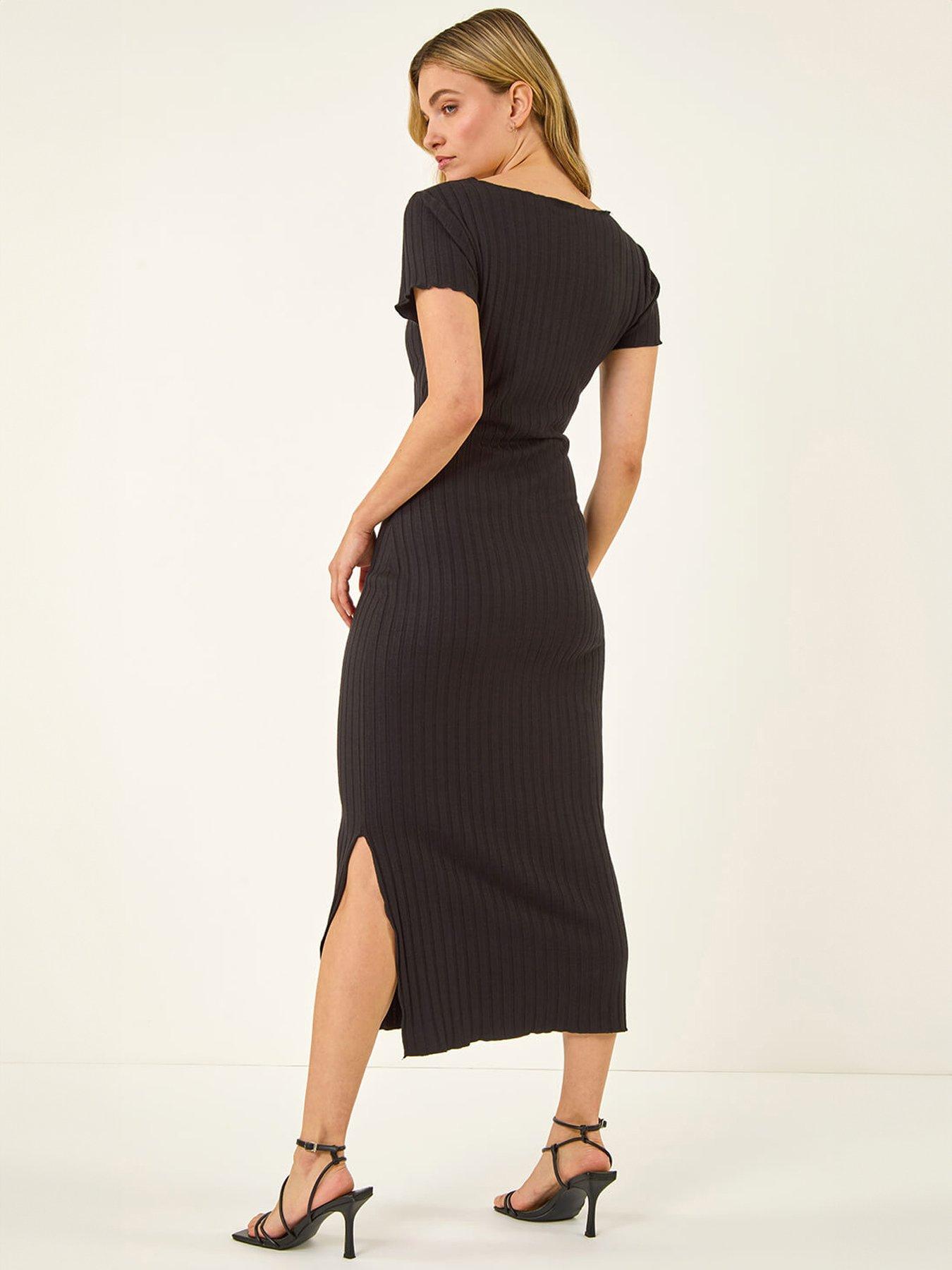 Image 2 of 5 of Roman Dusk V-Neck Knit Midi Dress