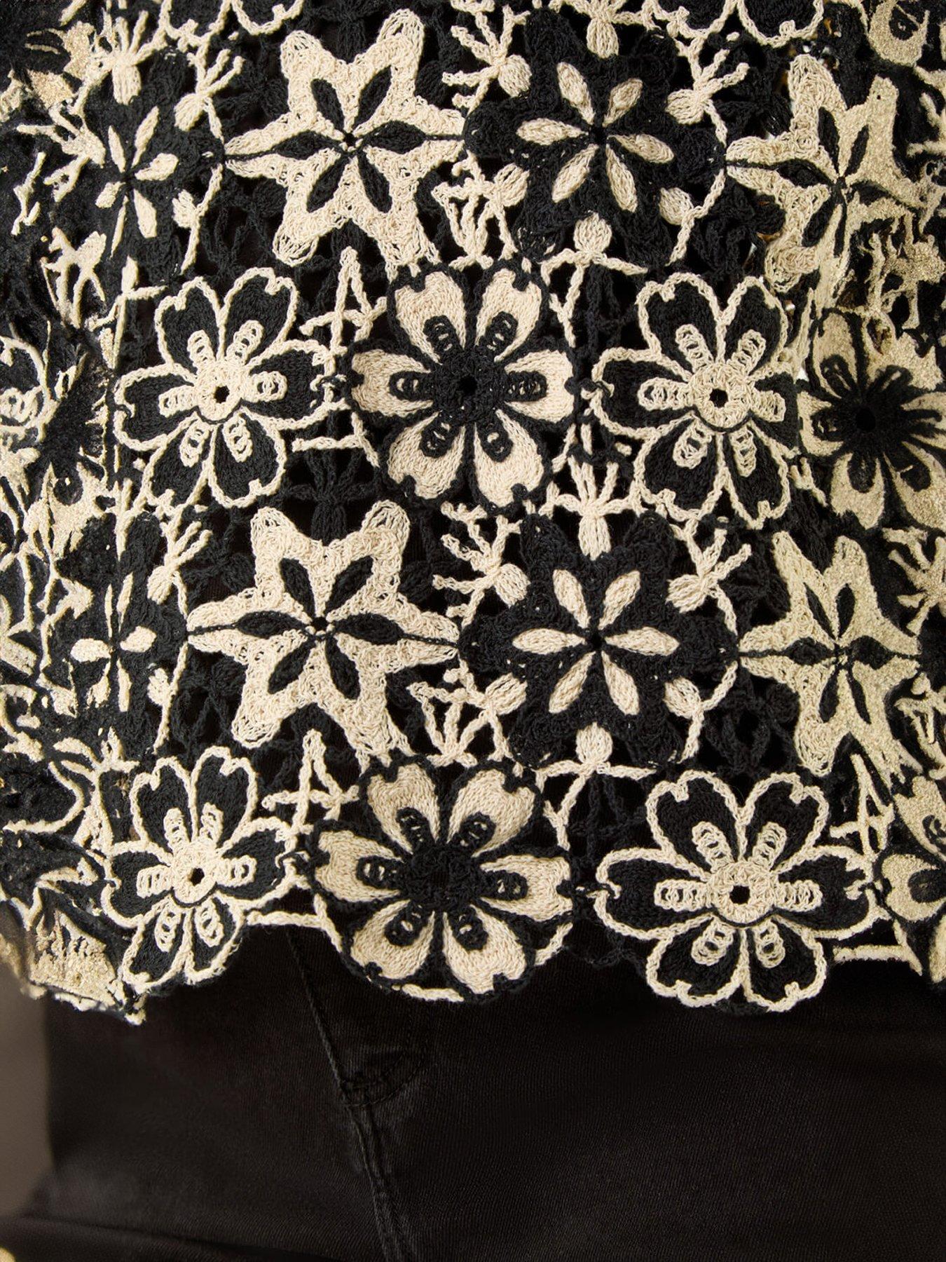 Image 5 of 5 of Roman Floral Crochet Knit Top