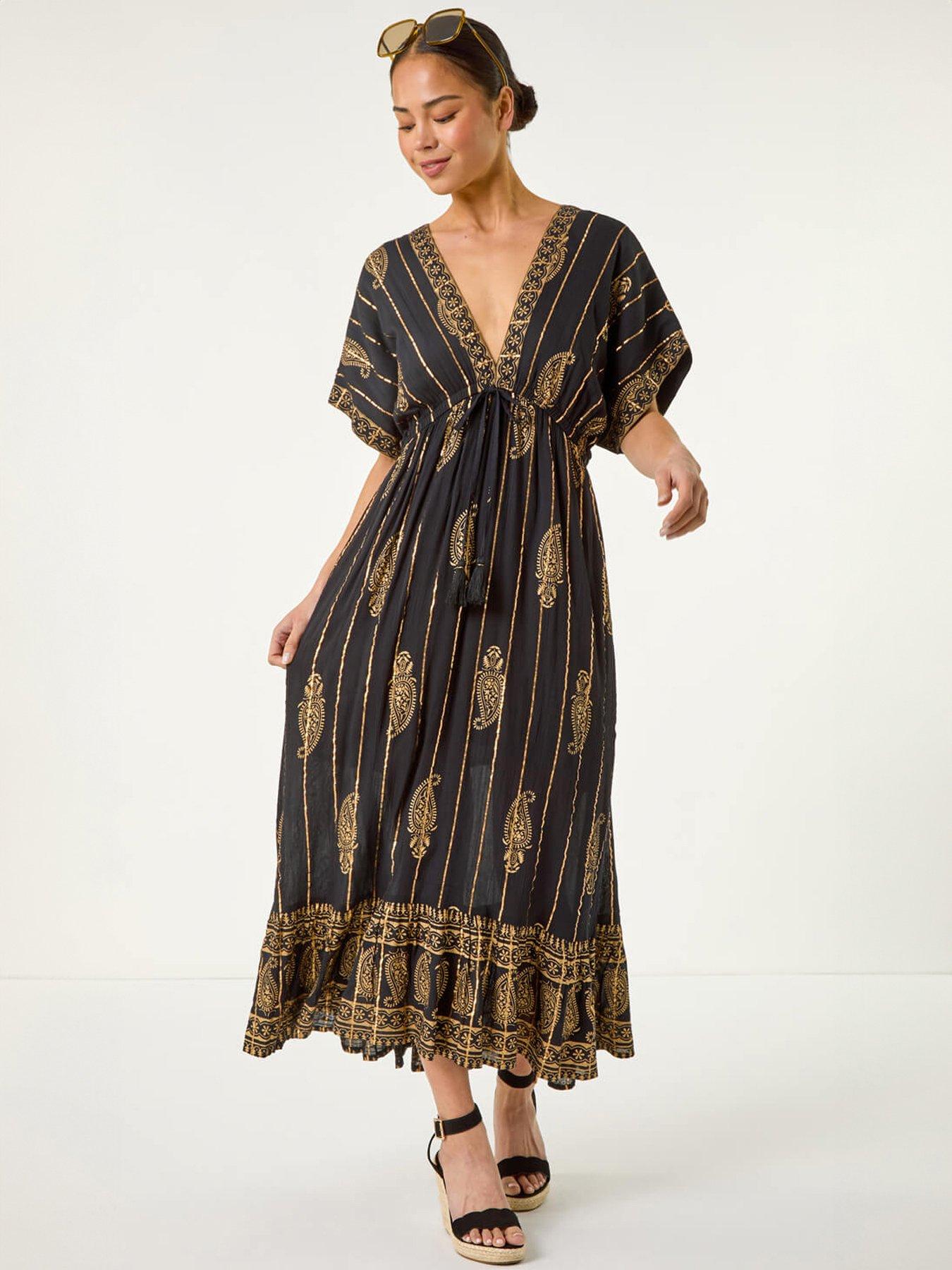 Roman Petite Foil Print Boho Maxi Dress