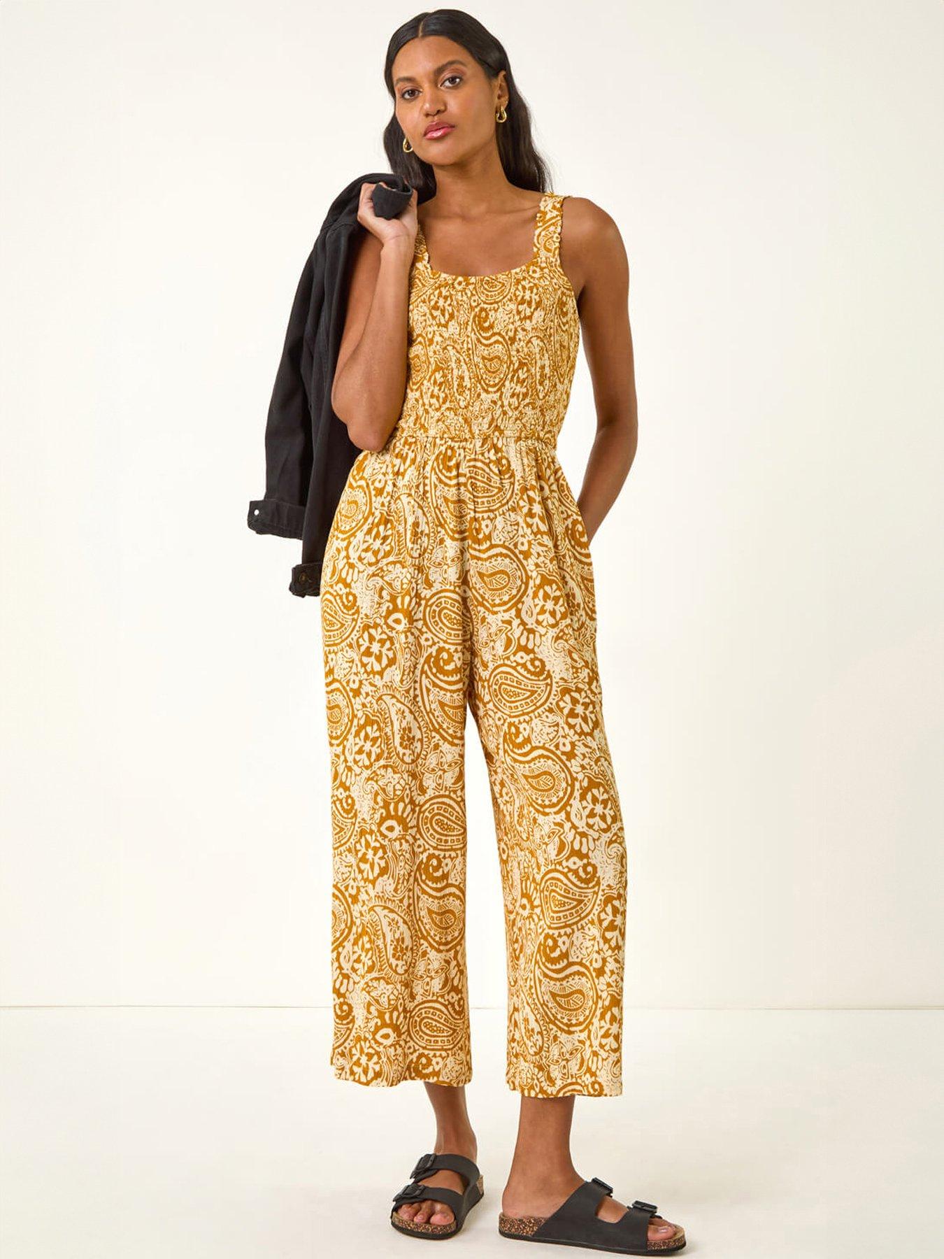Roman Paisley Print Cropped Jumpsuit