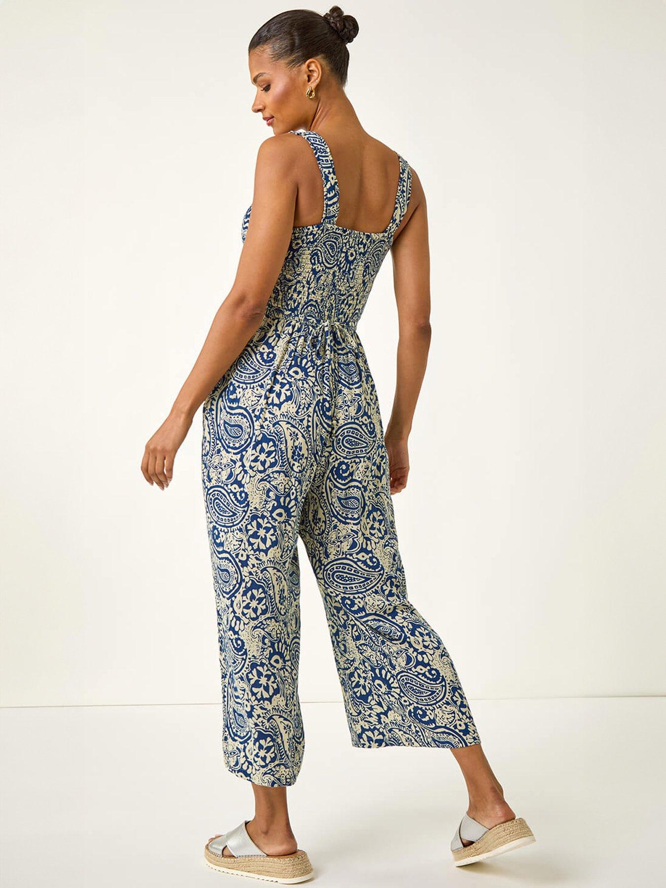 Image 2 of 5 of Roman Paisley Print Cropped Jumpsuit