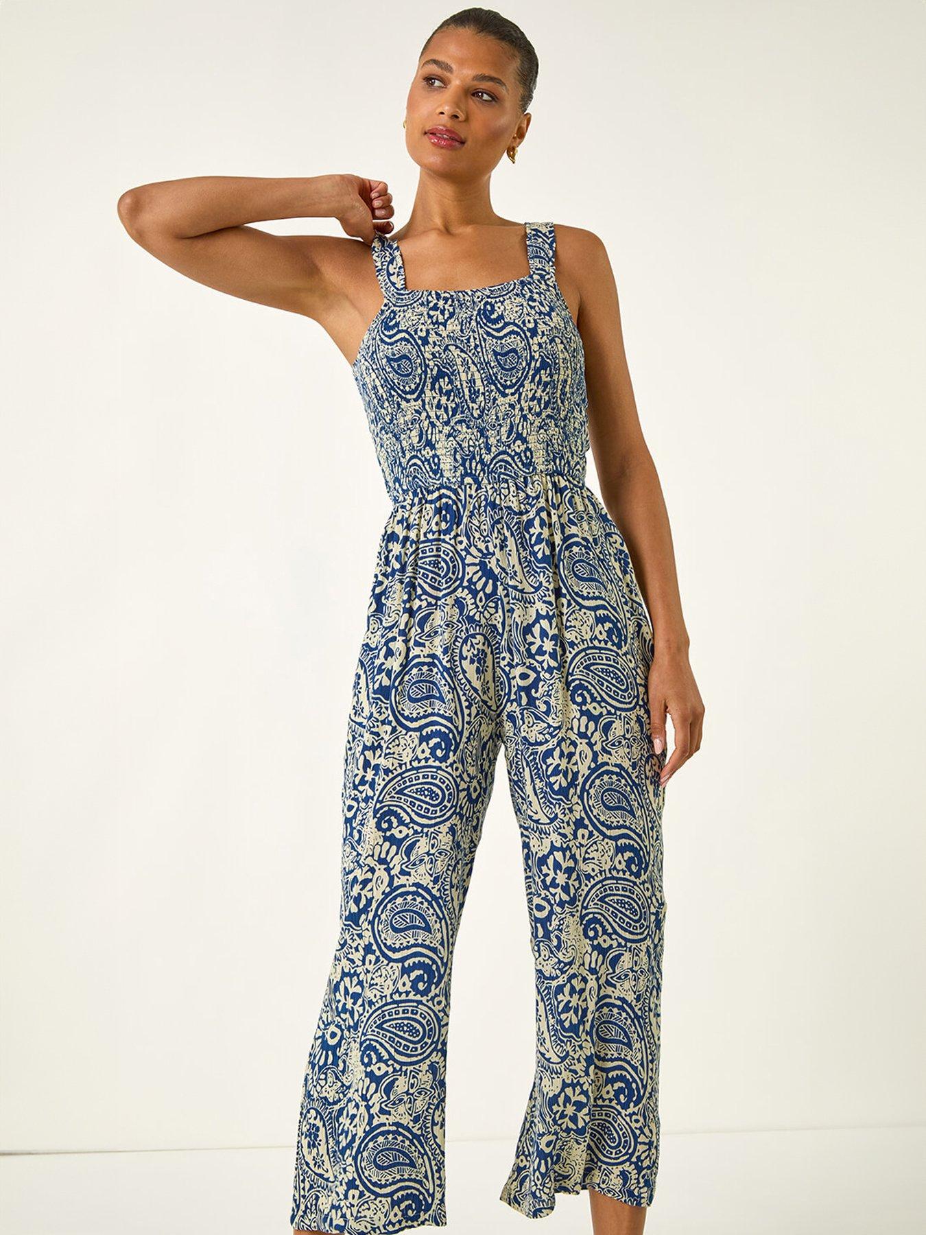 Image 3 of 5 of Roman Paisley Print Cropped Jumpsuit