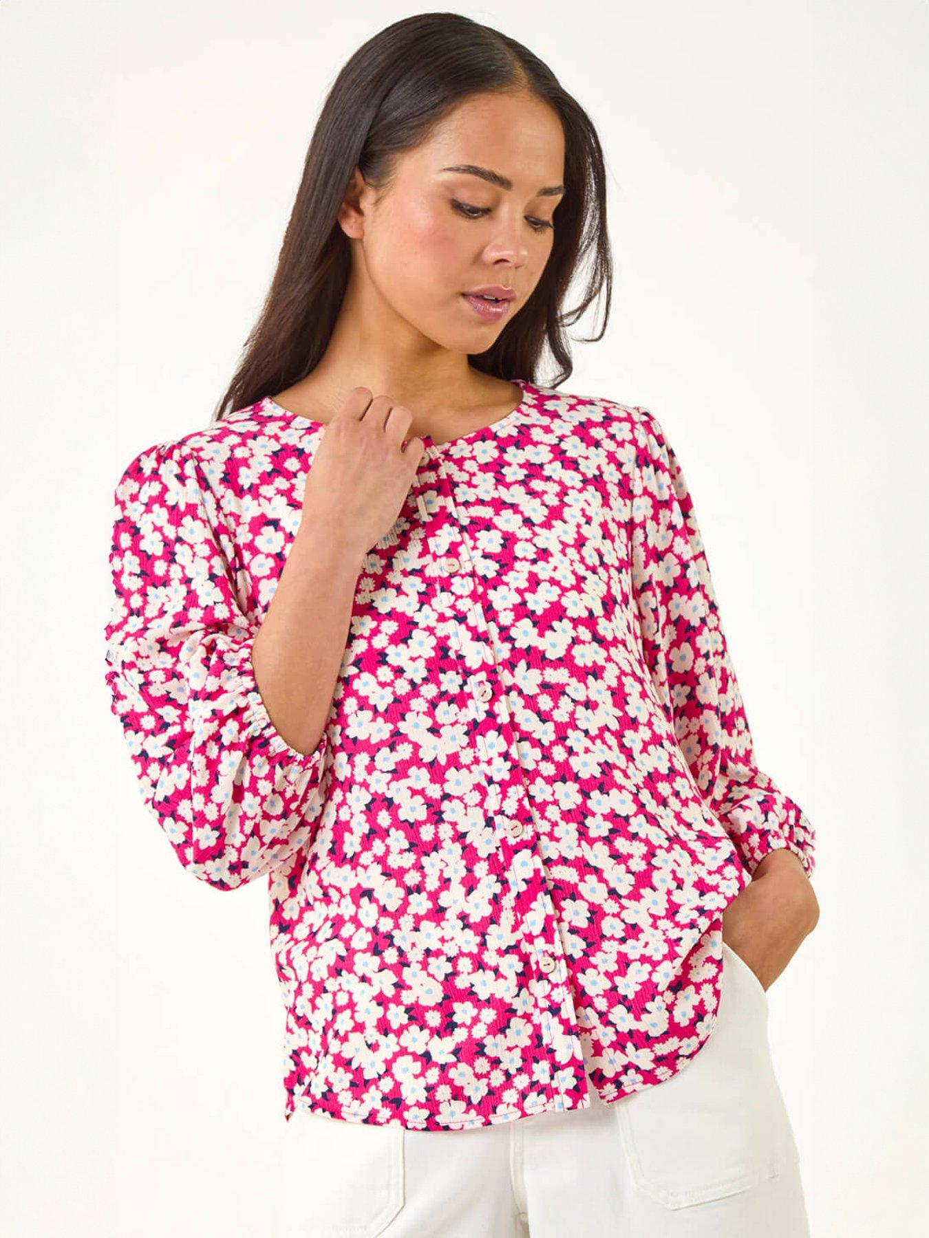 Roman Petite Ditsy Floral Button Blouse