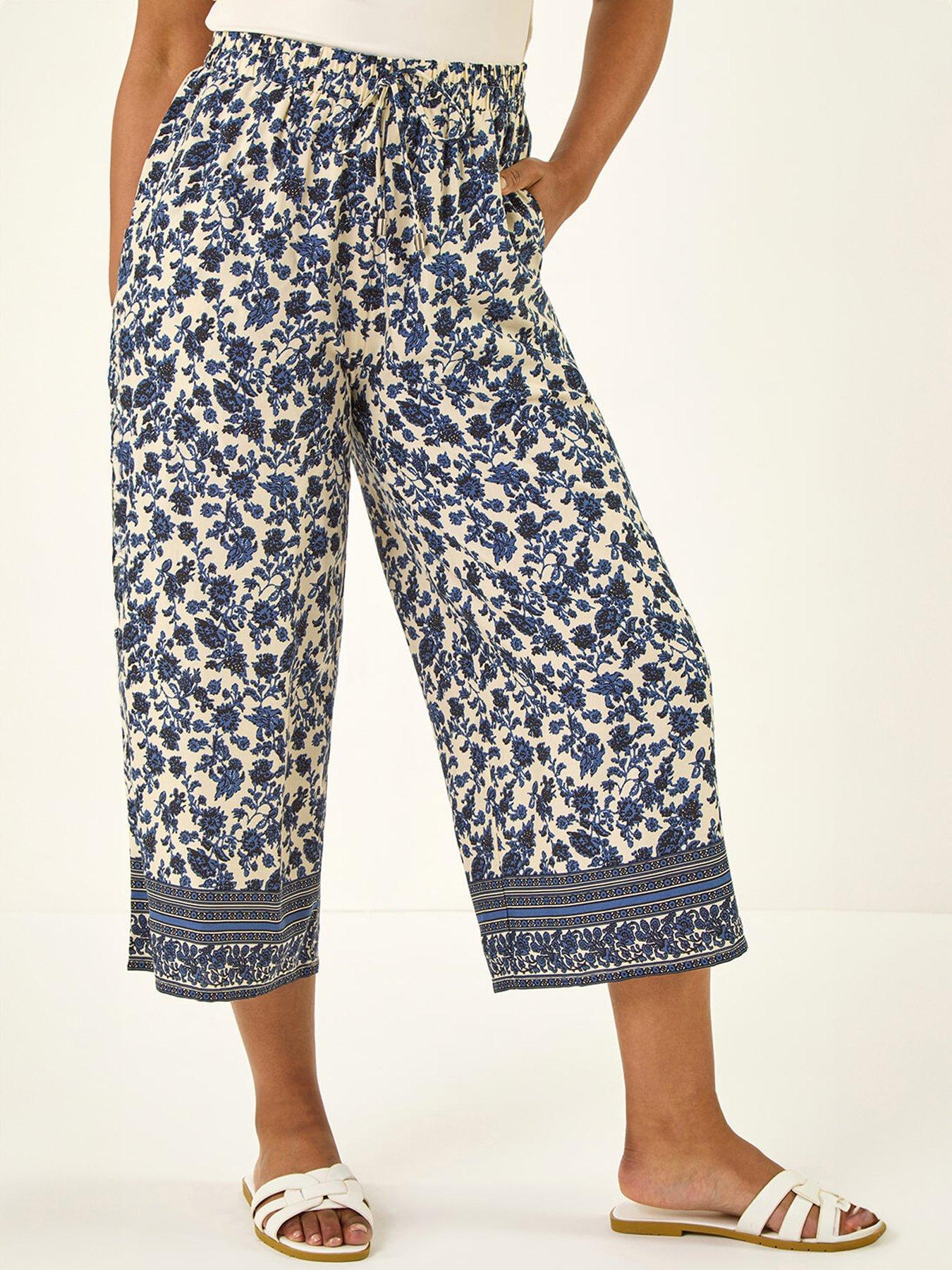 Roman Petite Border Print Cropped Trouser