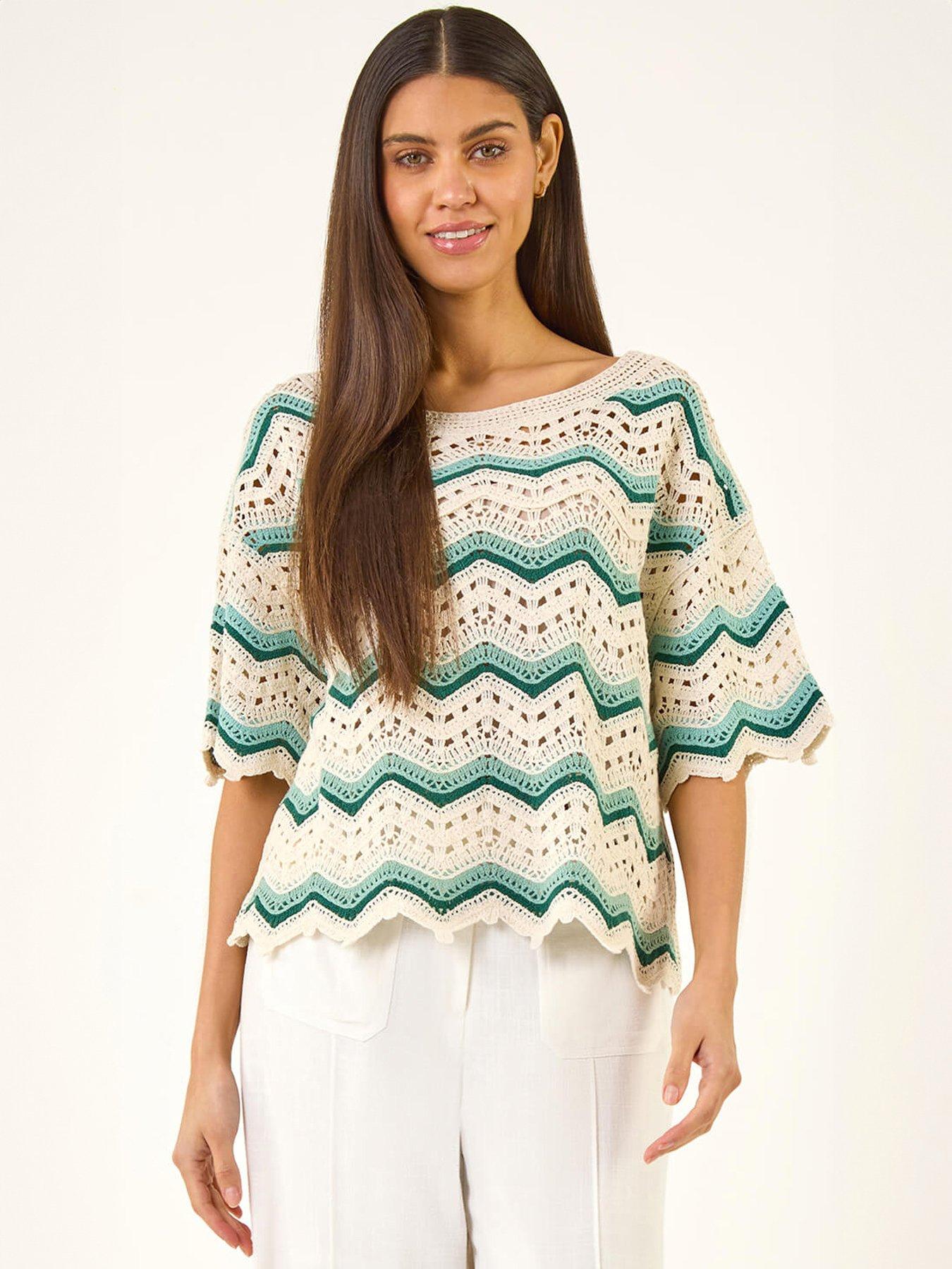 Roman Crochet Wave Knitted Top