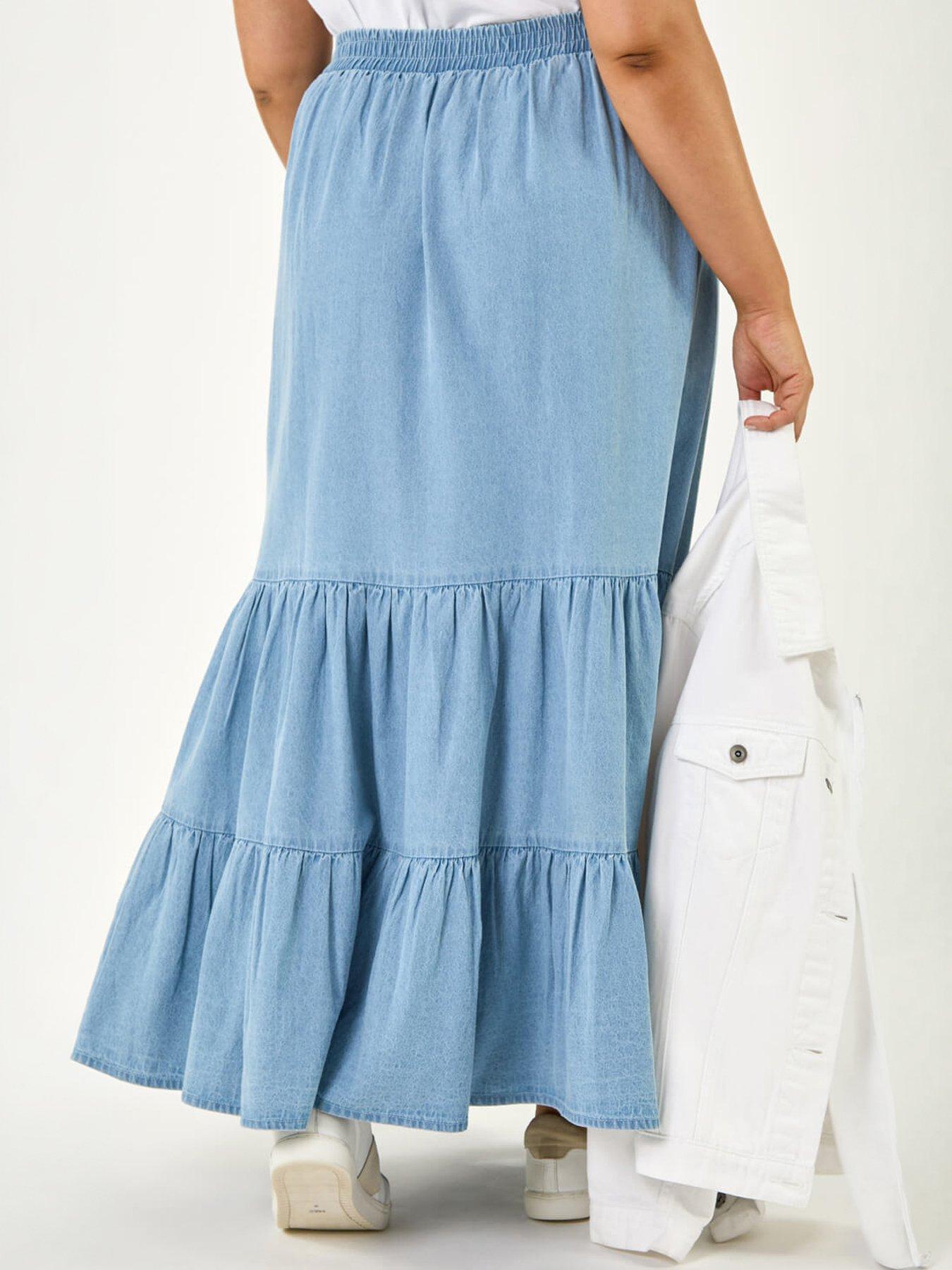 Image 2 of 5 of Roman Curve Tiered Woven Maxi Skirt