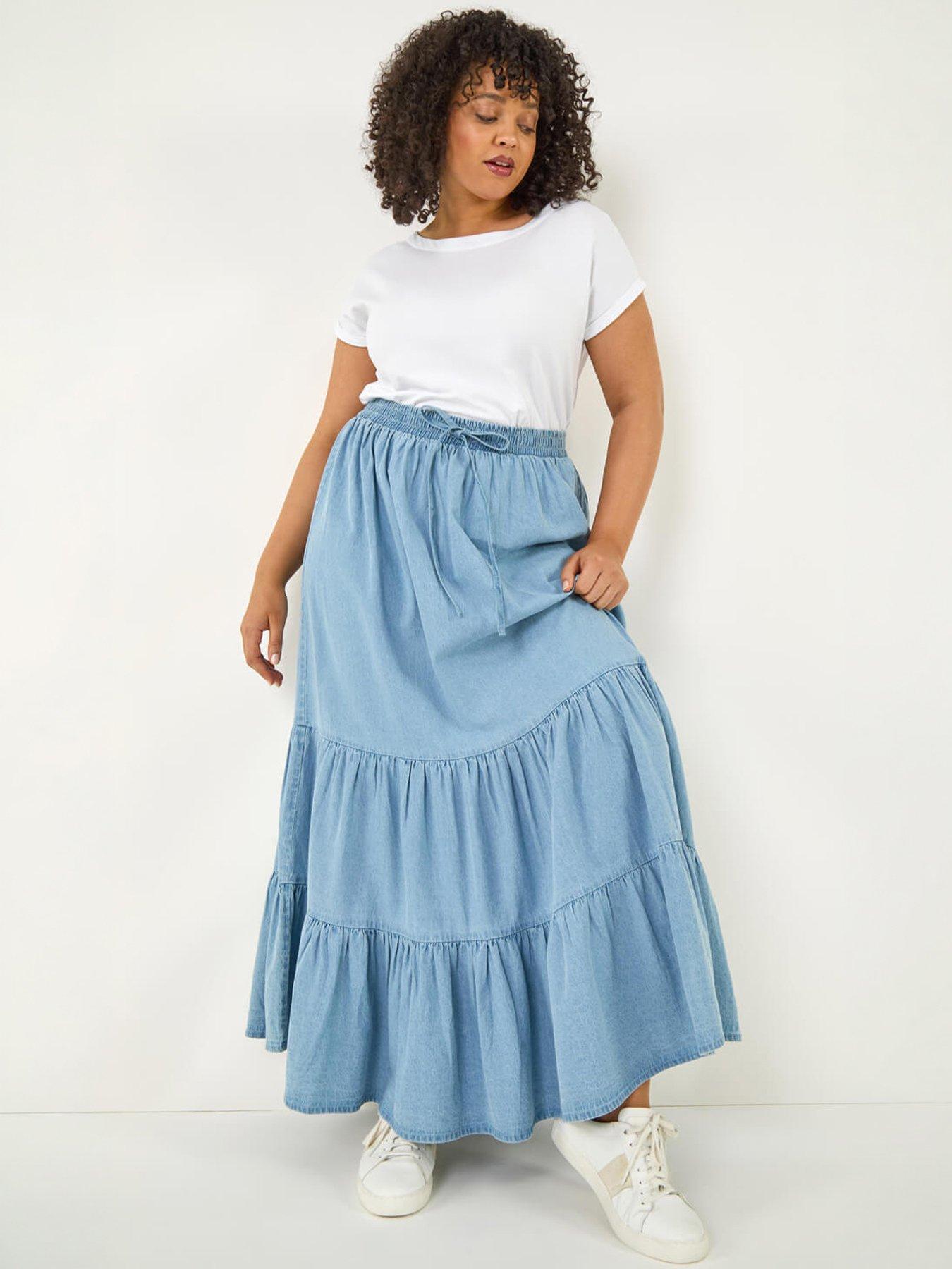 Image 3 of 5 of Roman Curve Tiered Woven Maxi Skirt