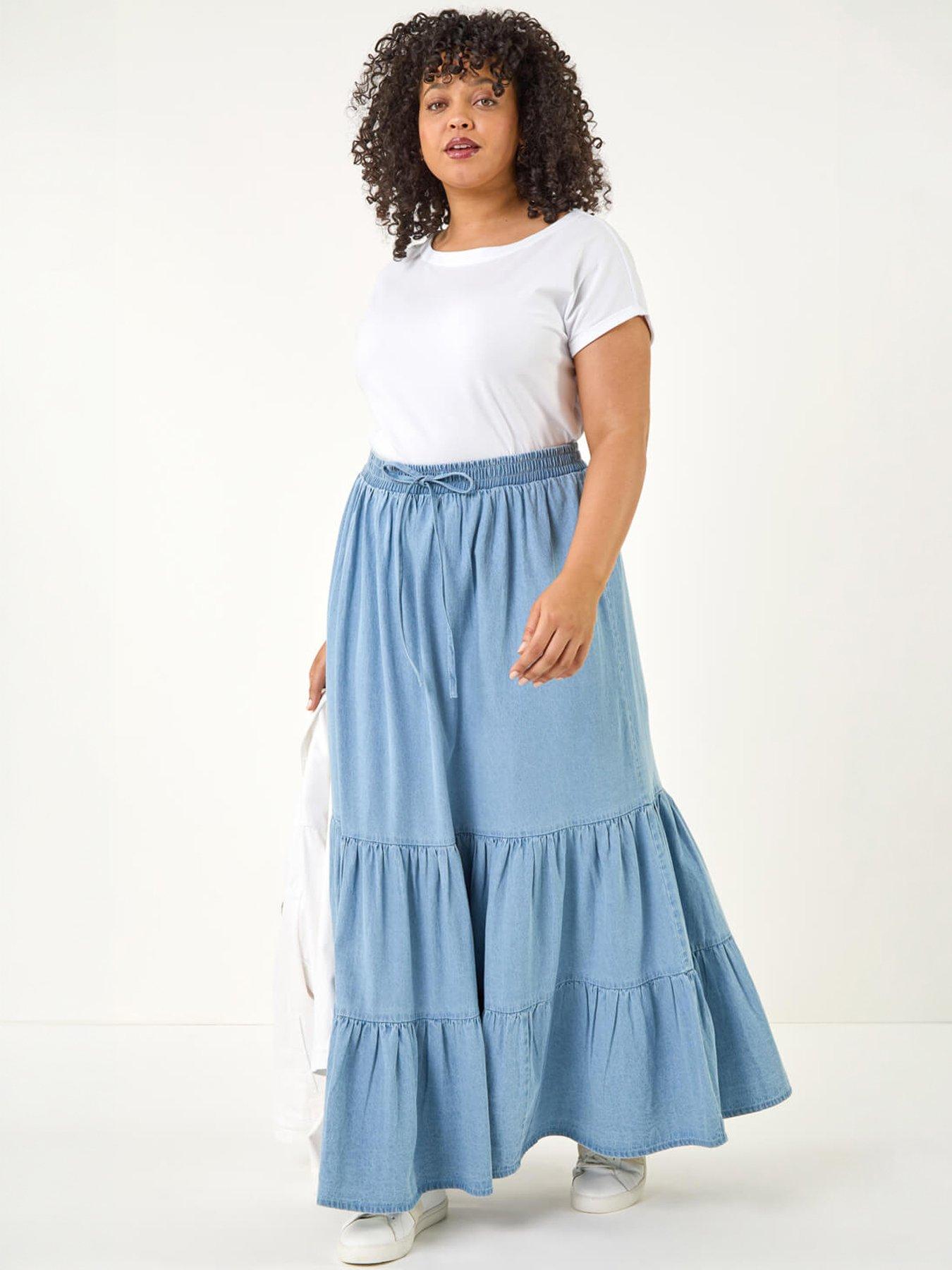 Image 4 of 5 of Roman Curve Tiered Woven Maxi Skirt