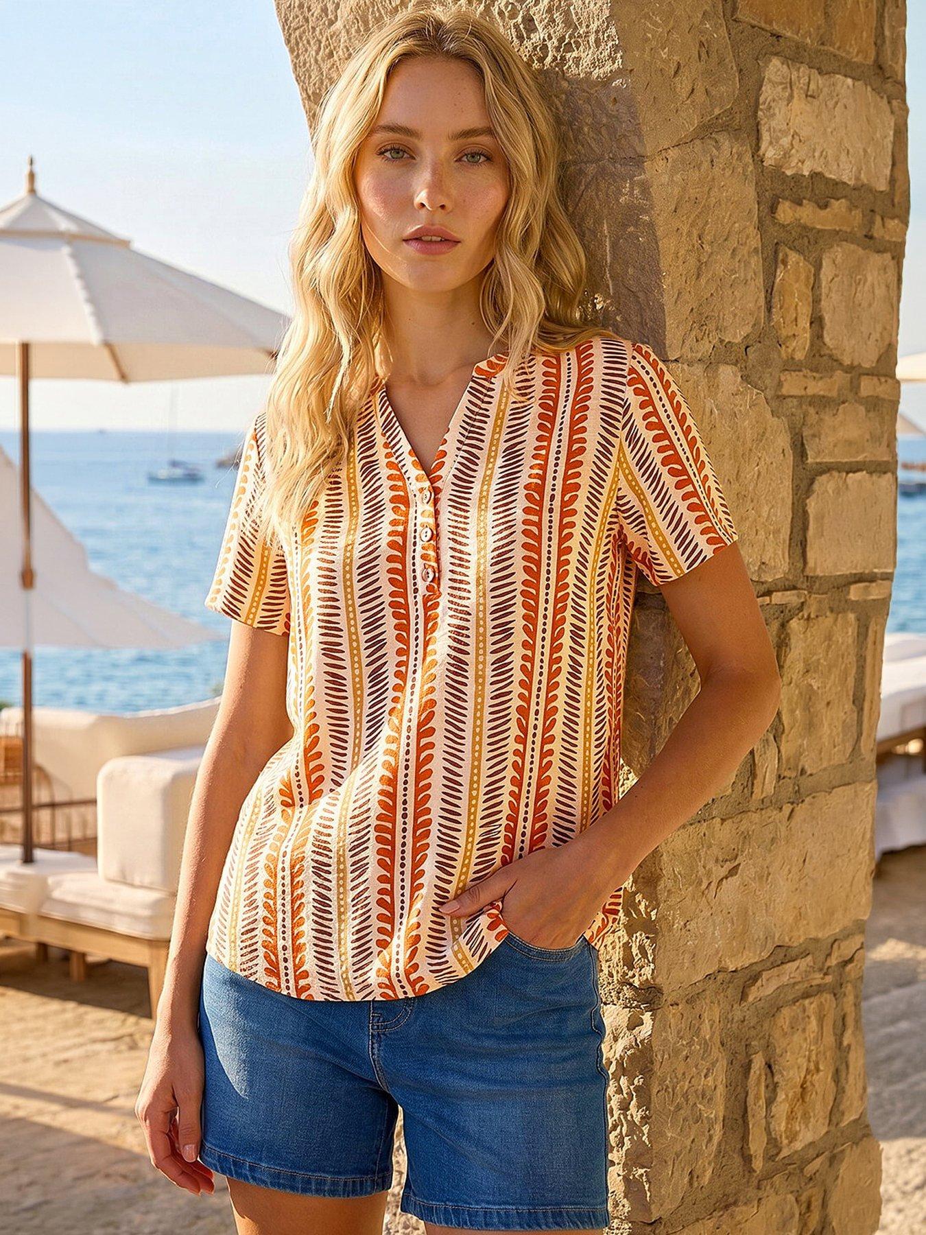 Roman Abstract Stripe Print Top