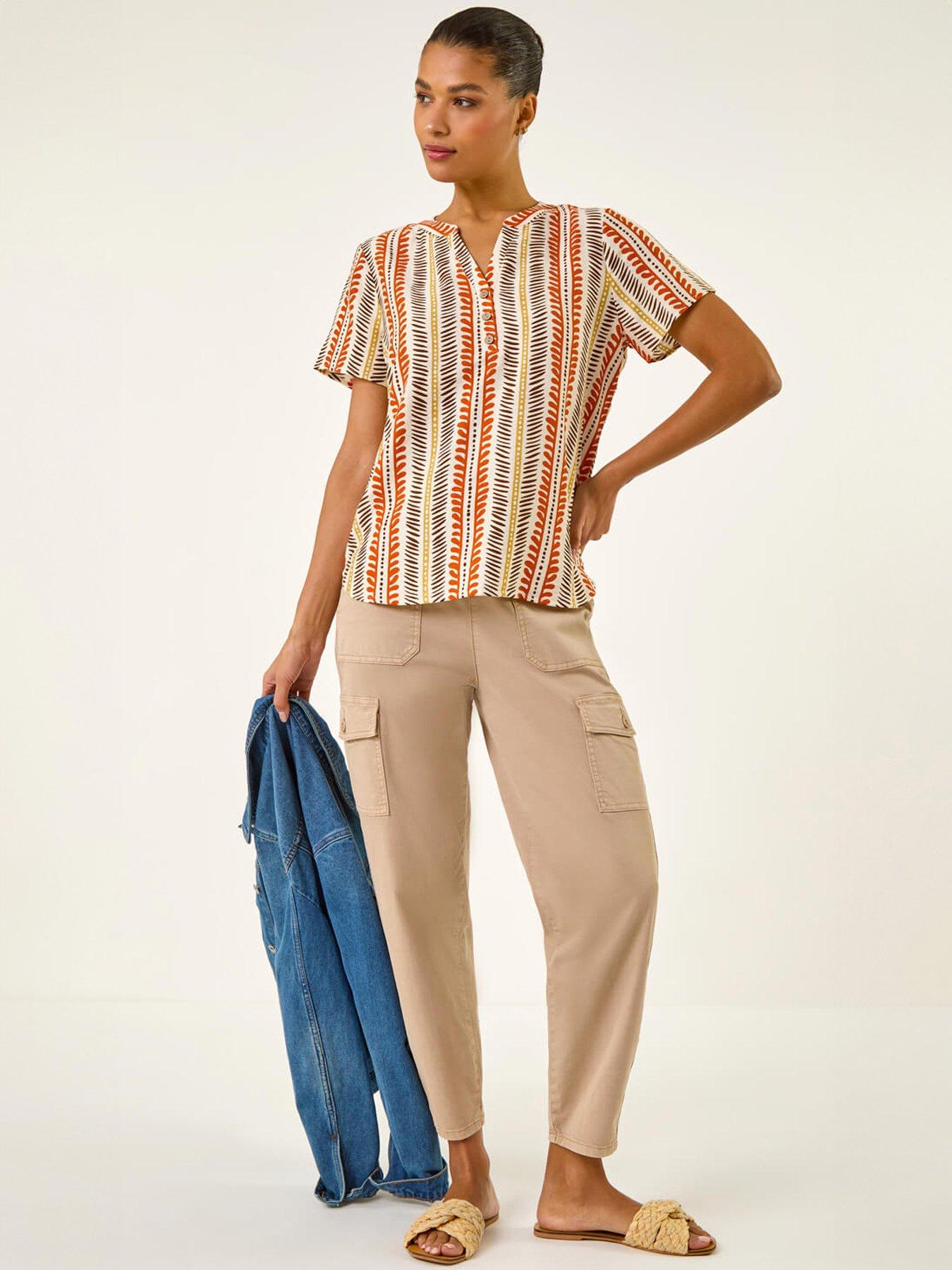 Image 3 of 5 of Roman Abstract Stripe Print Top