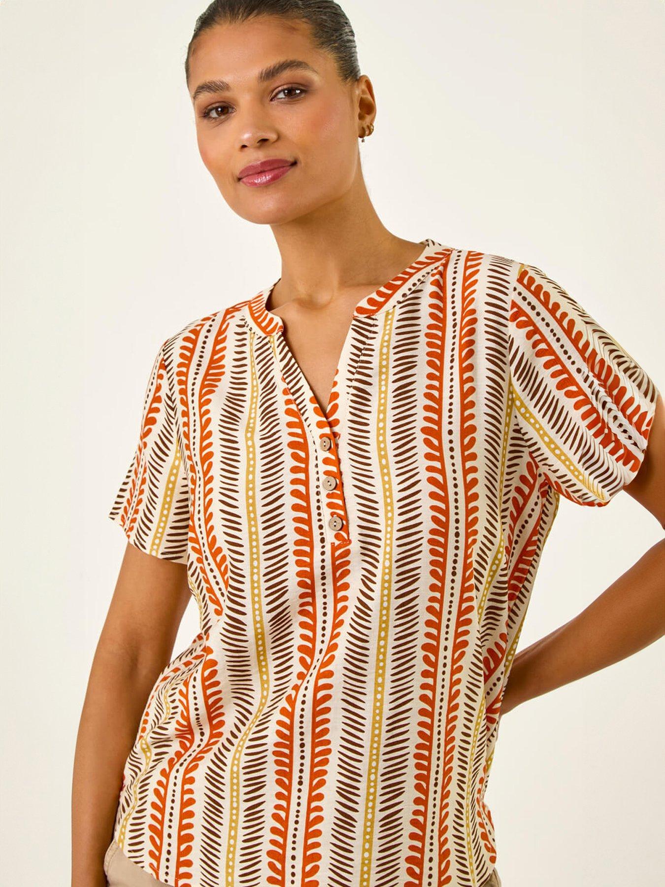 Image 5 of 5 of Roman Abstract Stripe Print Top