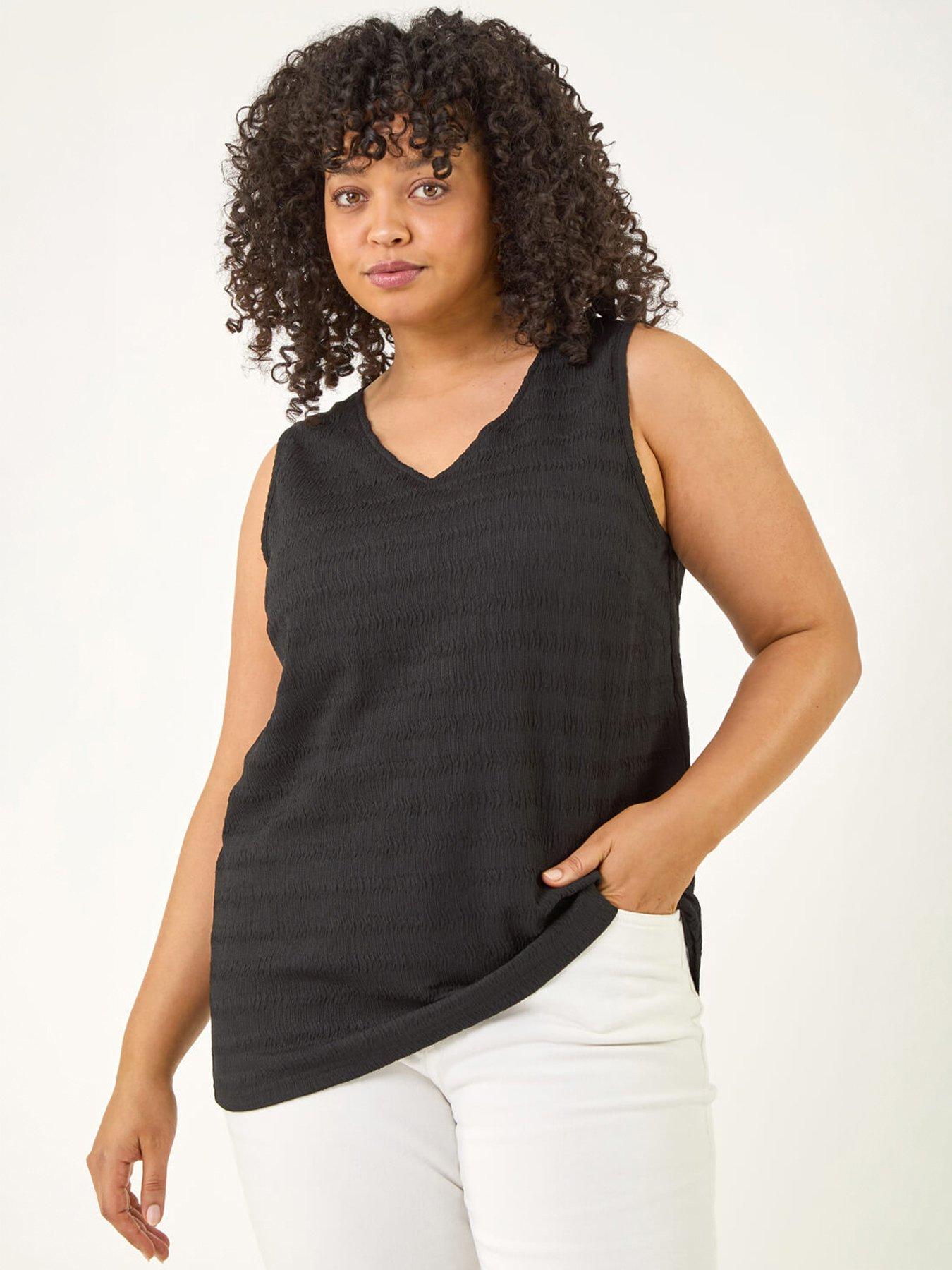 Roman Curve Stripe Textured Vest Top