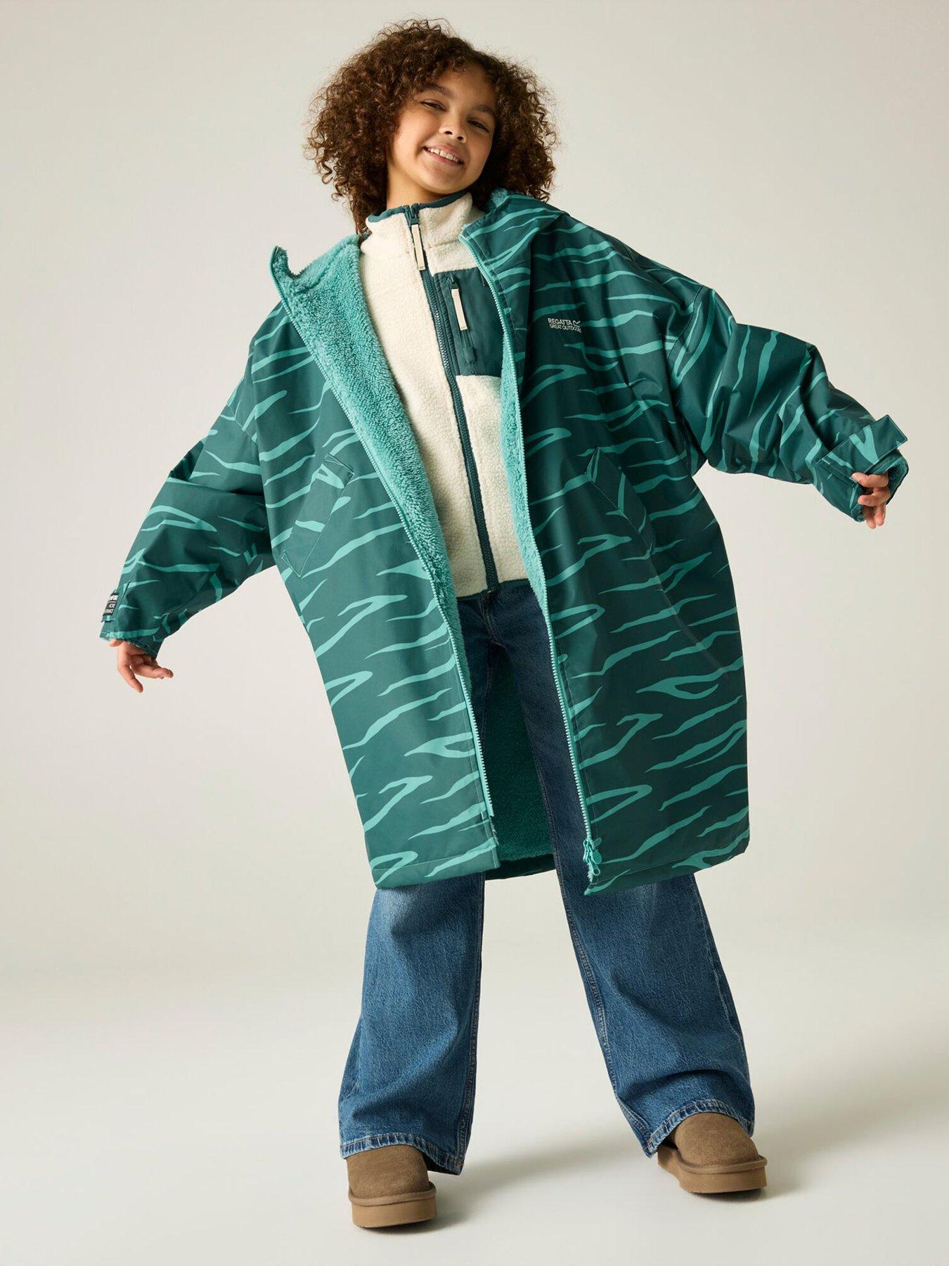 Regatta Junior Waterproof Robe Mediterranean Zebra (Turquoise)