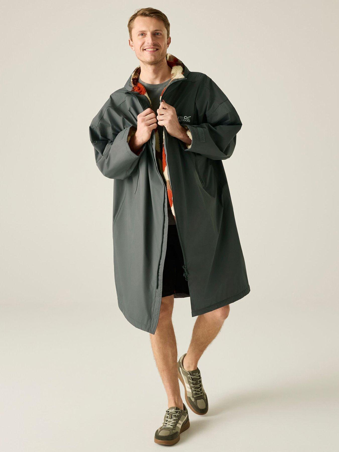Regatta Adult Waterproof Robe-Iron(Abstract Mountain), Charcoal, Size Xs-S, Men