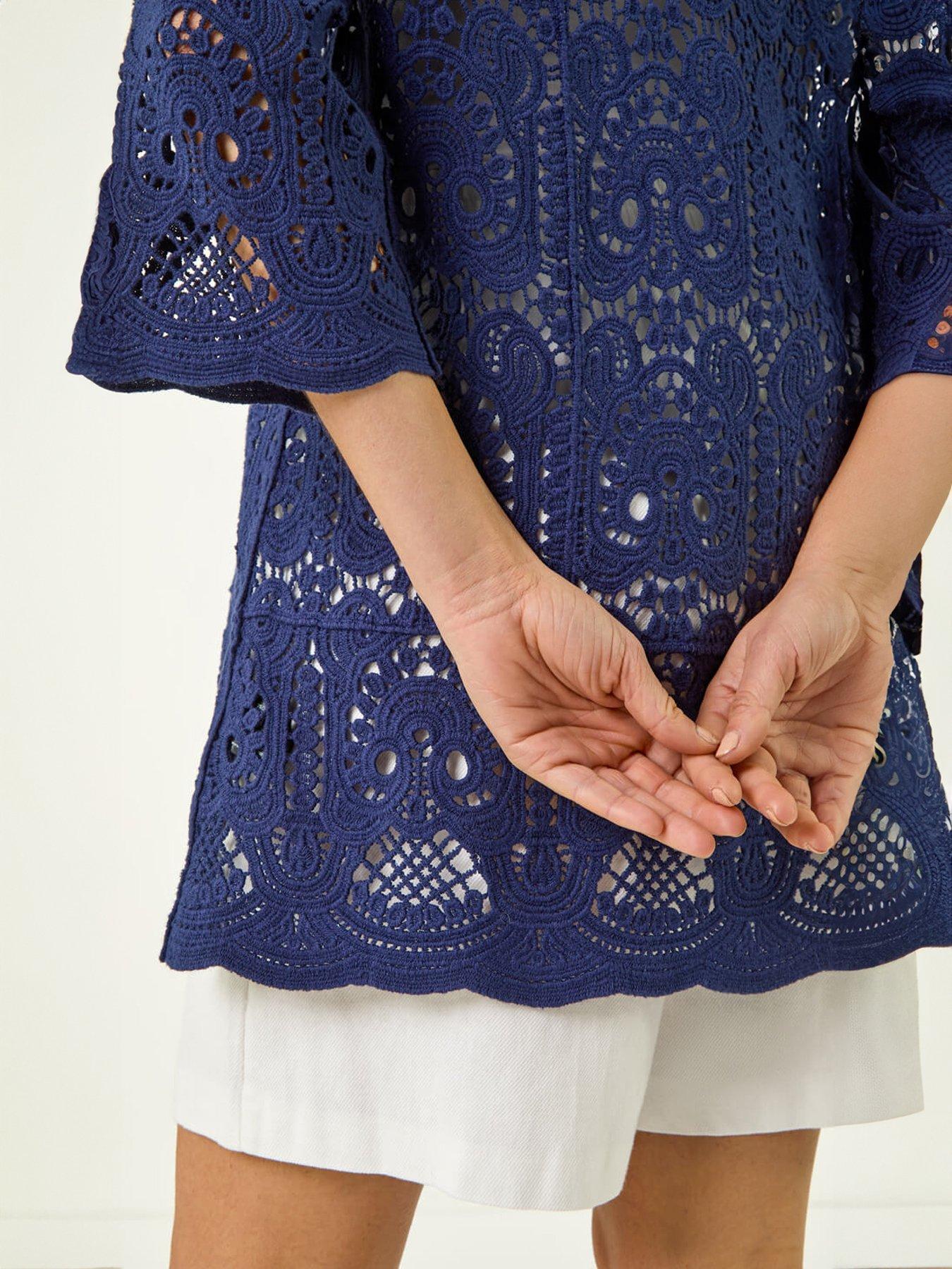 Image 5 of 5 of Roman Cotton Crochet Tunic Top