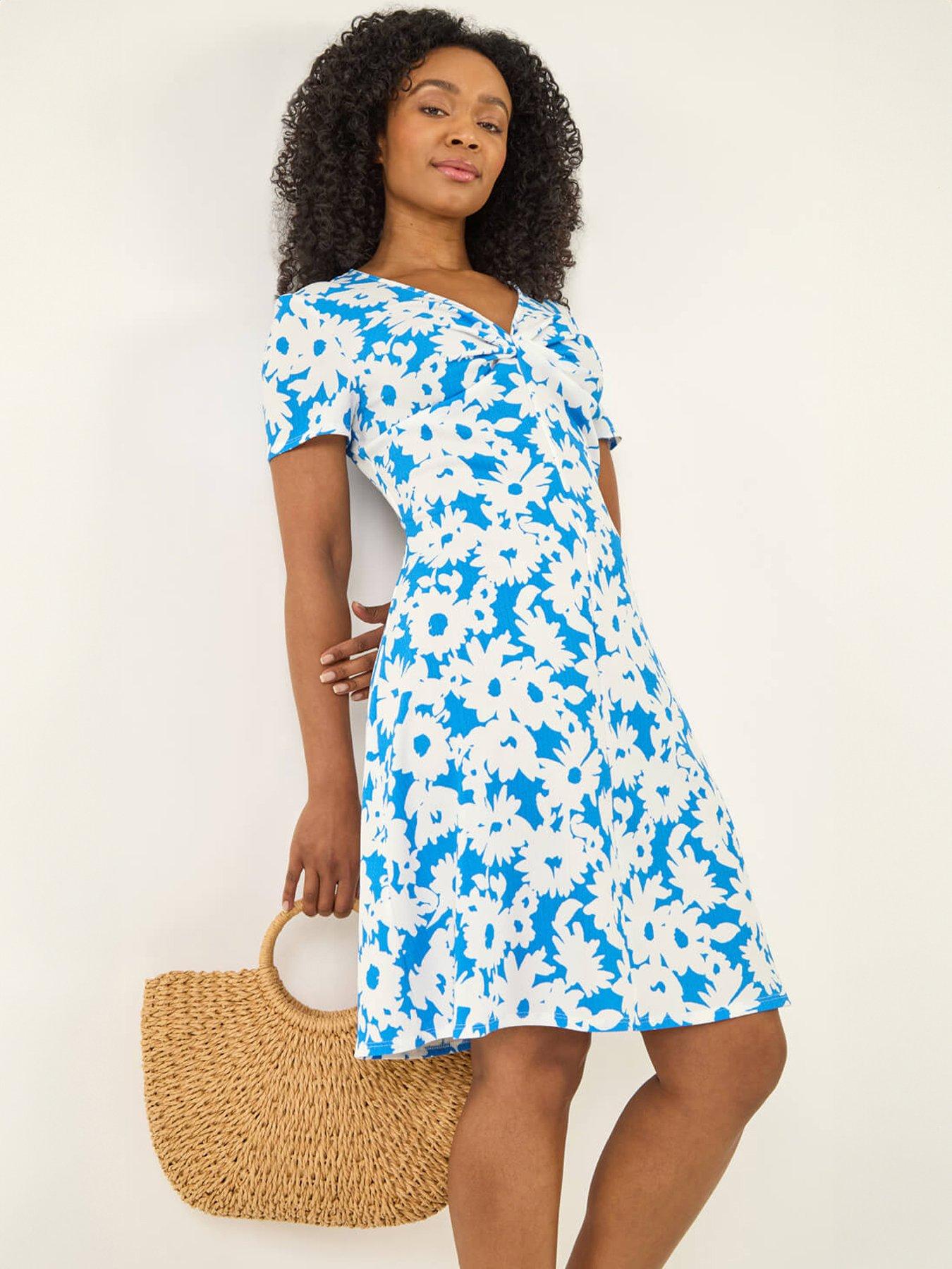 Roman Petite Floral Twist Front Dress