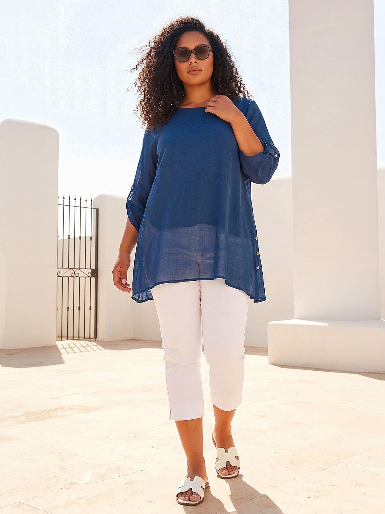 Roman Curve Buttoned Side Asymmetric Top