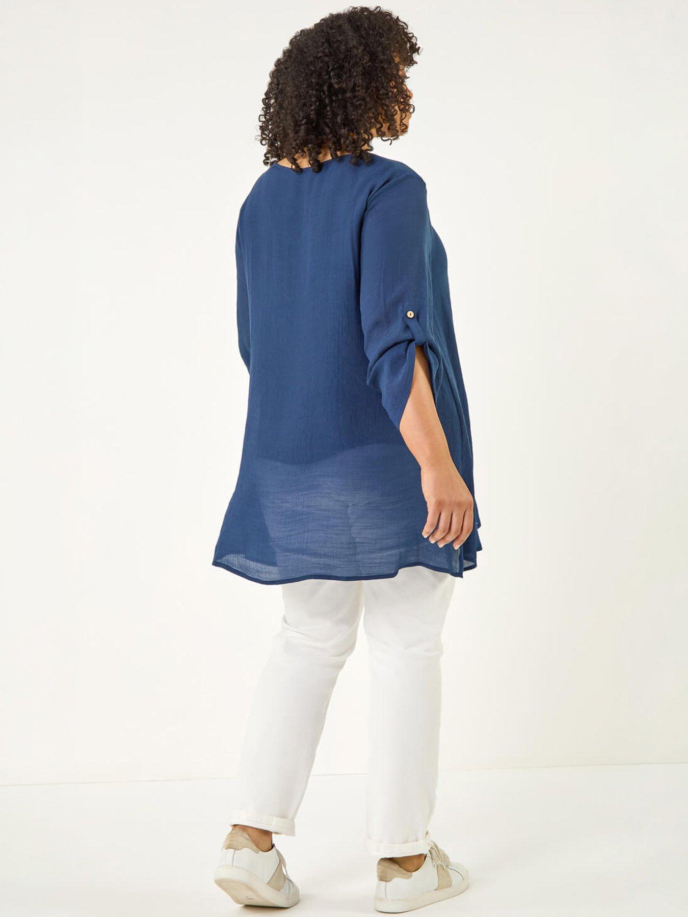 Image 4 of 5 of Roman Curve Buttoned Side Asymmetric Top