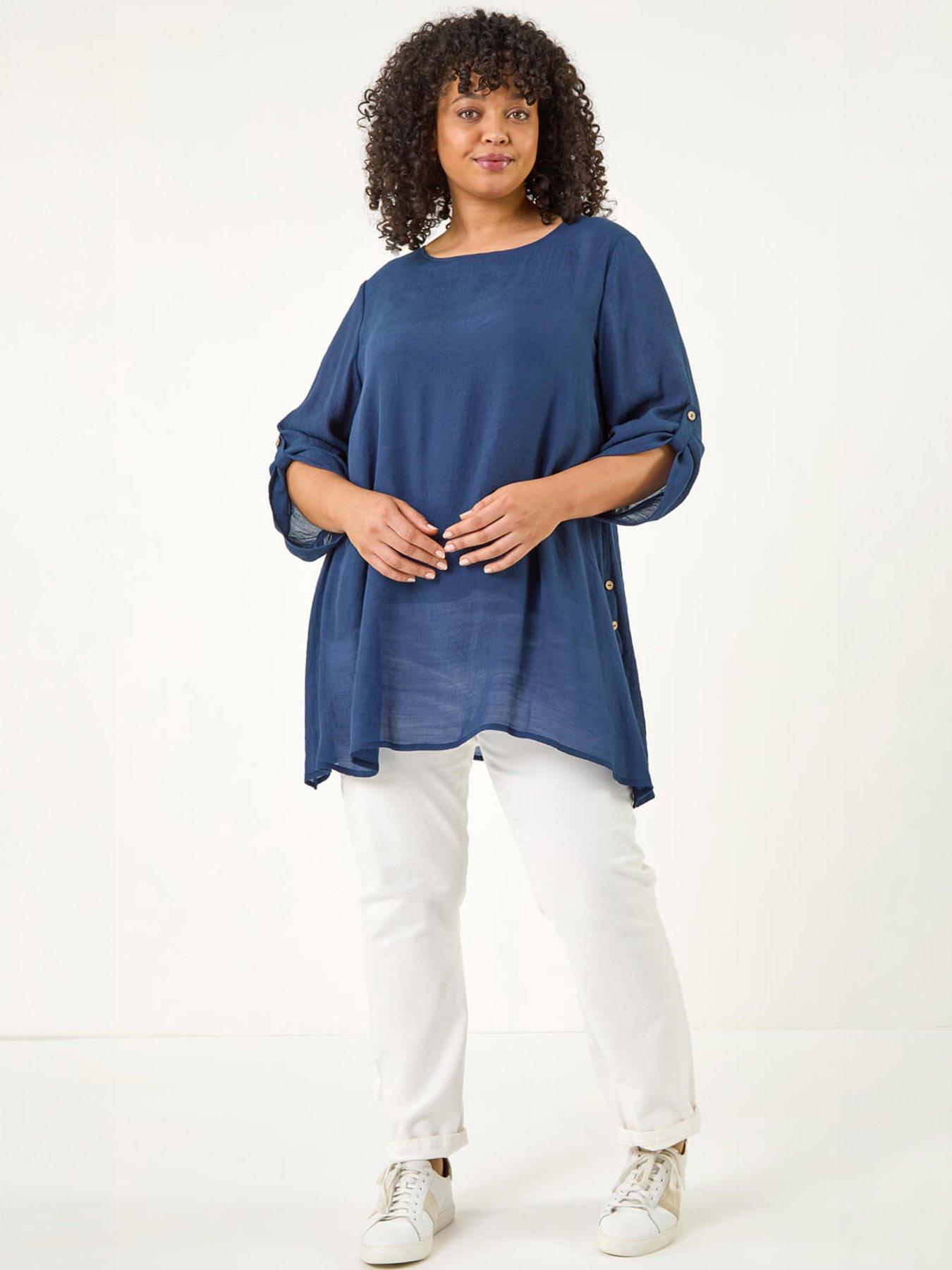 Image 5 of 5 of Roman Curve Buttoned Side Asymmetric Top