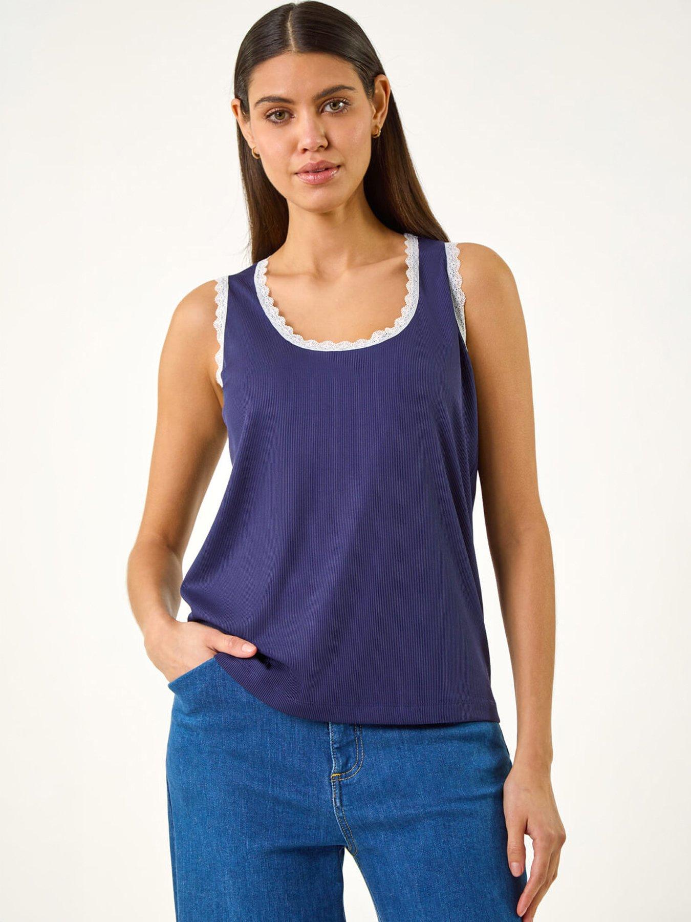 Image 5 of 5 of Roman Lace Trim Ribbed Vest