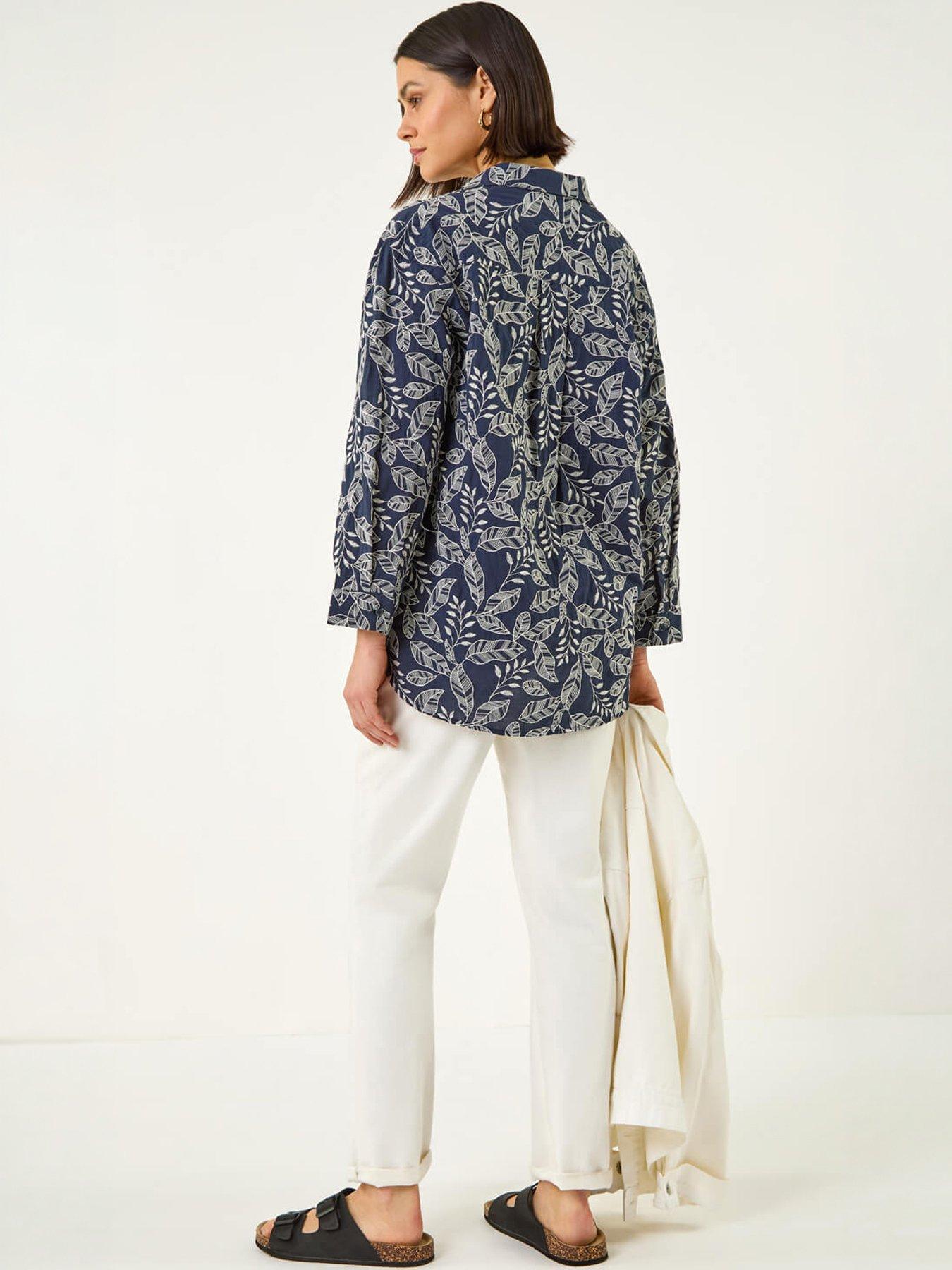 Image 4 of 5 of Roman Leaf Embroidered Collared Top