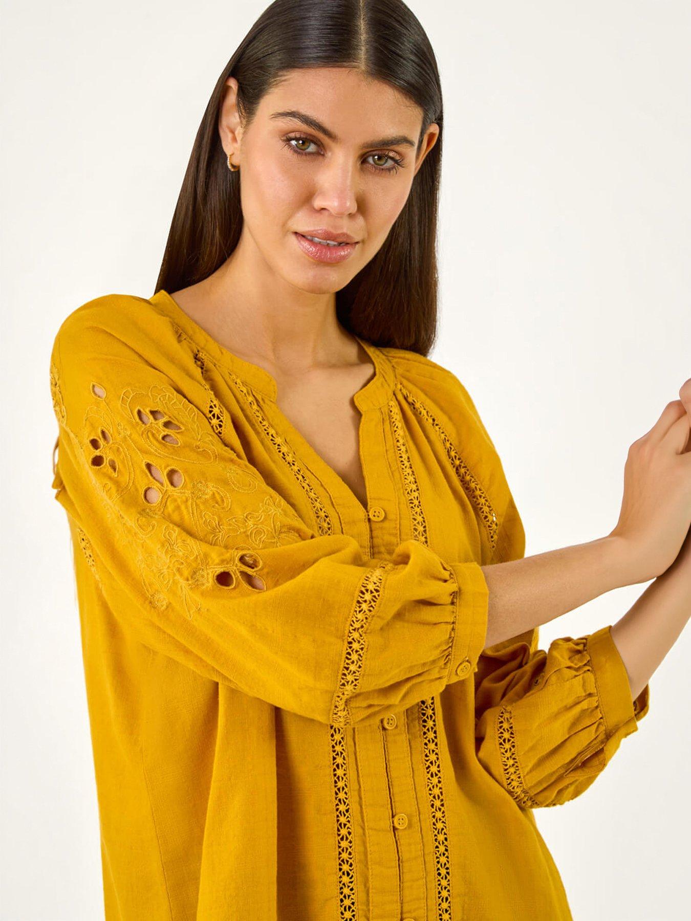 Roman Embroidered Cotton Sleeve Blouse