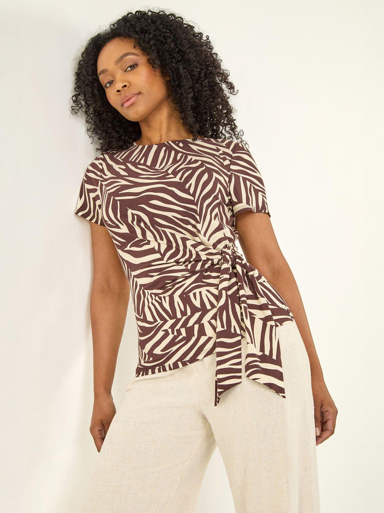 Roman Petite Zebra Print Side Tie Top