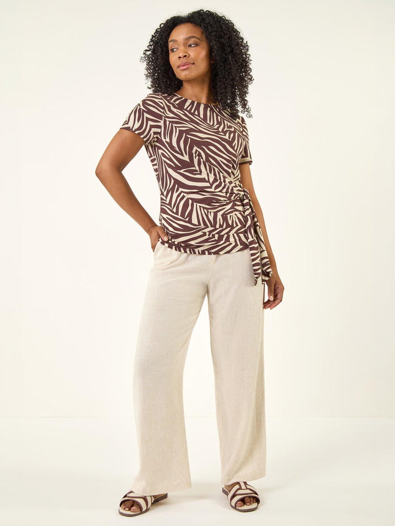 Image 2 of 4 of Roman Petite Zebra Print Side Tie Top