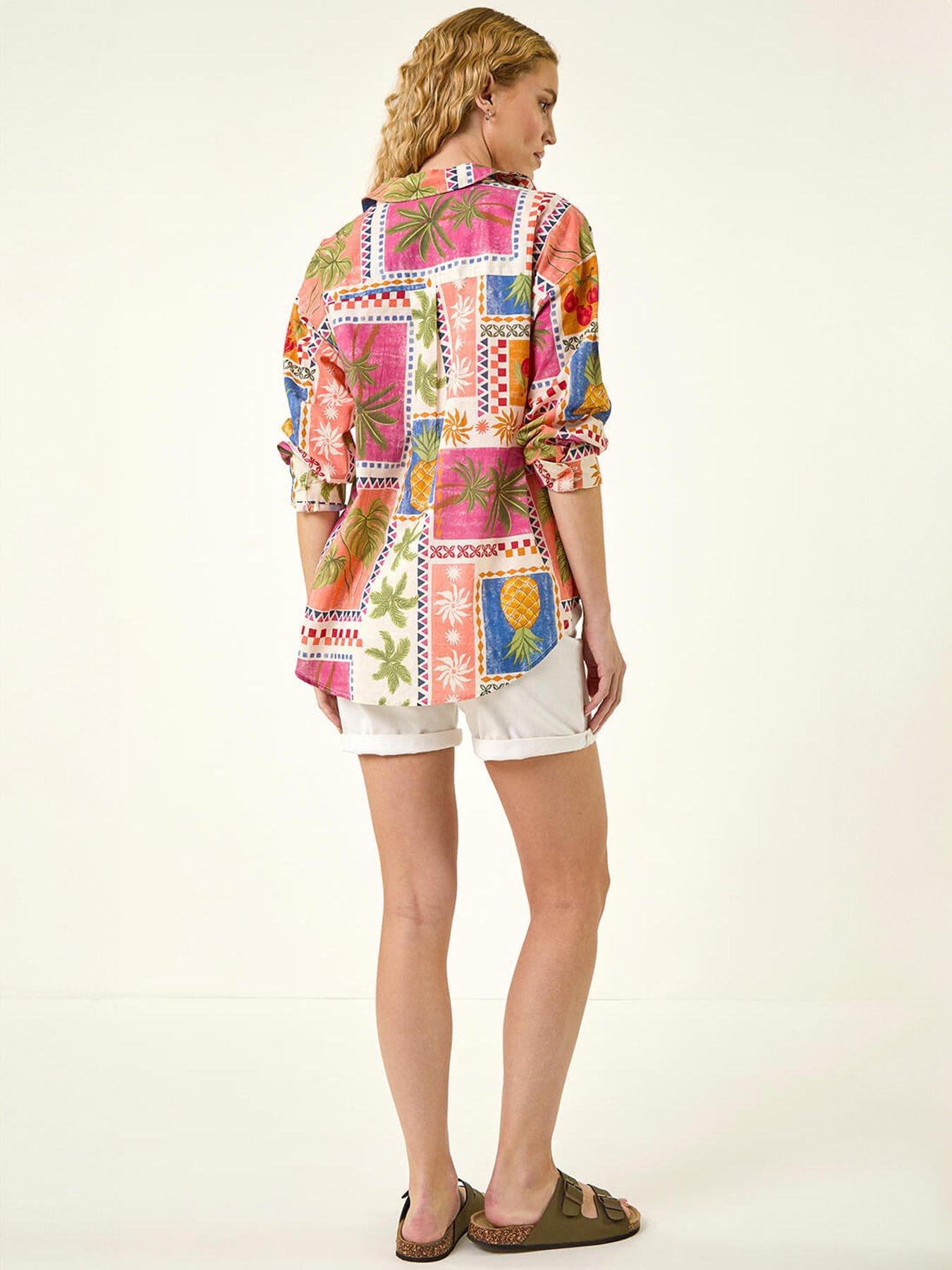 Image 2 of 5 of Roman Tropical Print Cotton Shirt