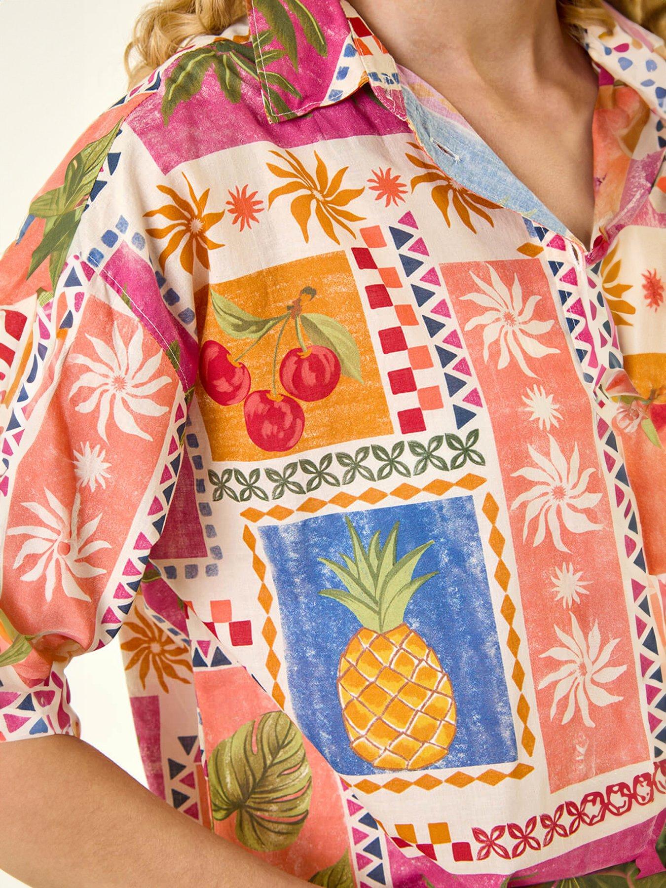 Image 5 of 5 of Roman Tropical Print Cotton Shirt