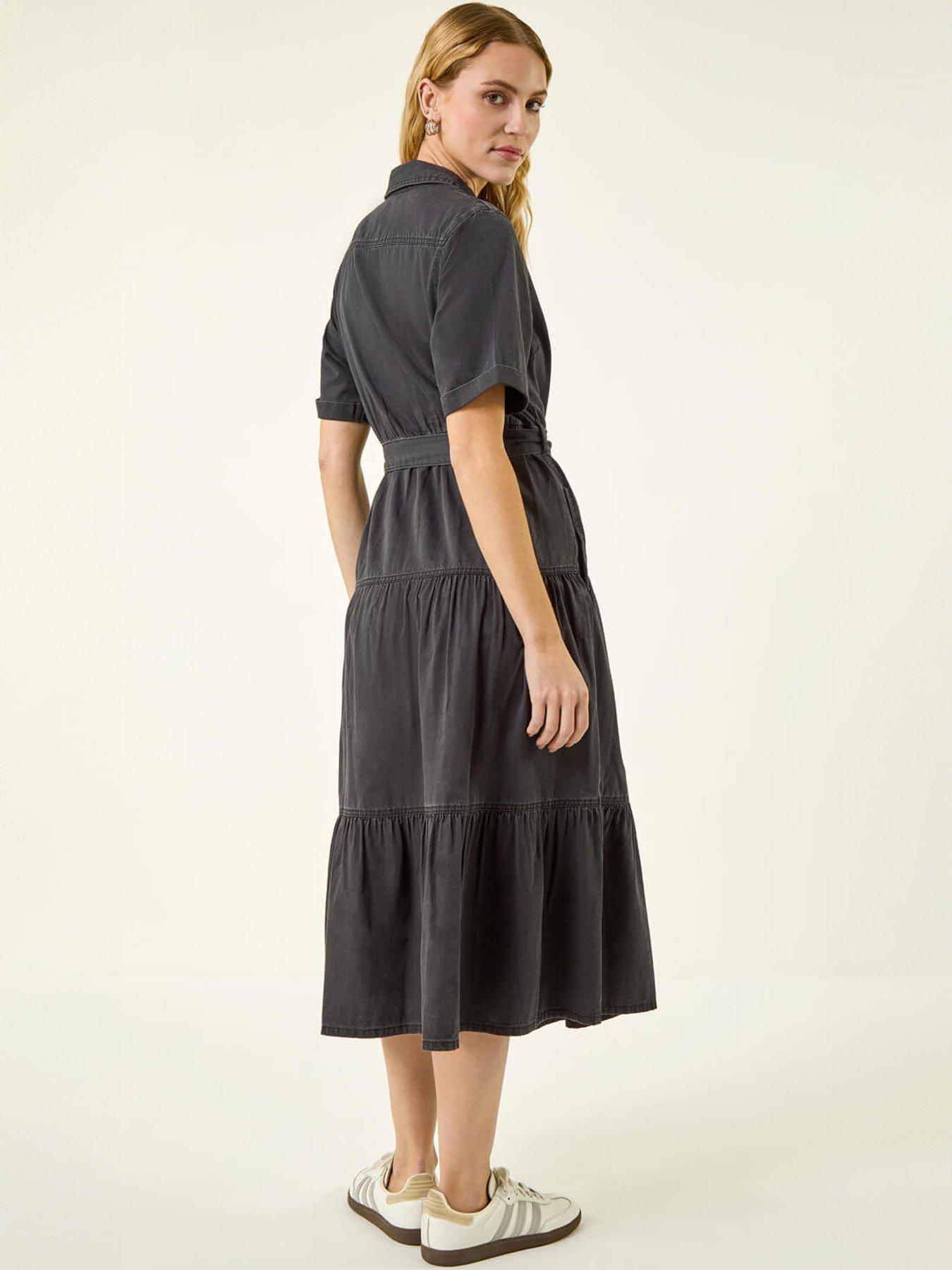 Image 2 of 5 of Roman Button Detail Tiered Midi Dress